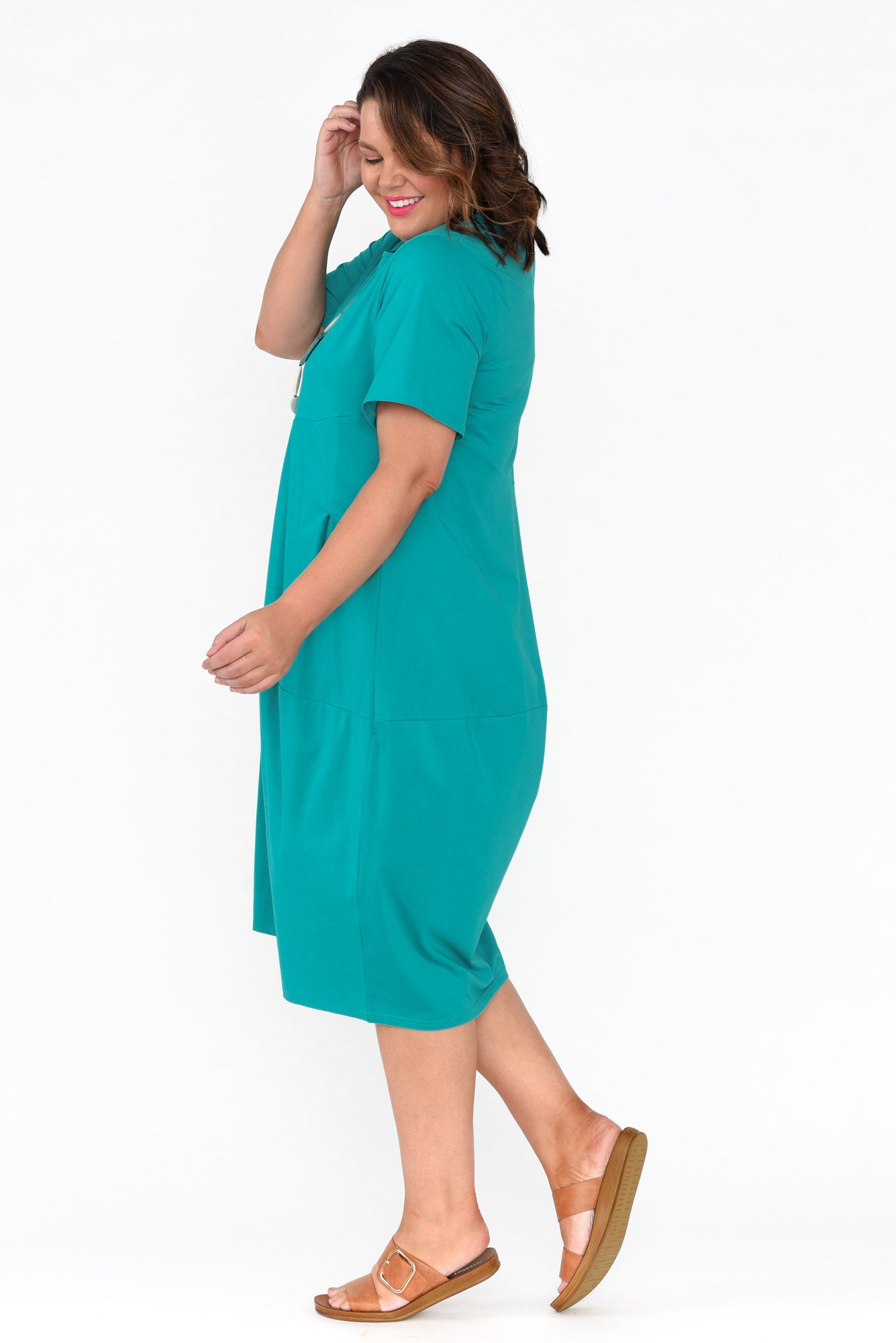 Morgan Aqua Diagonal Seam Dress