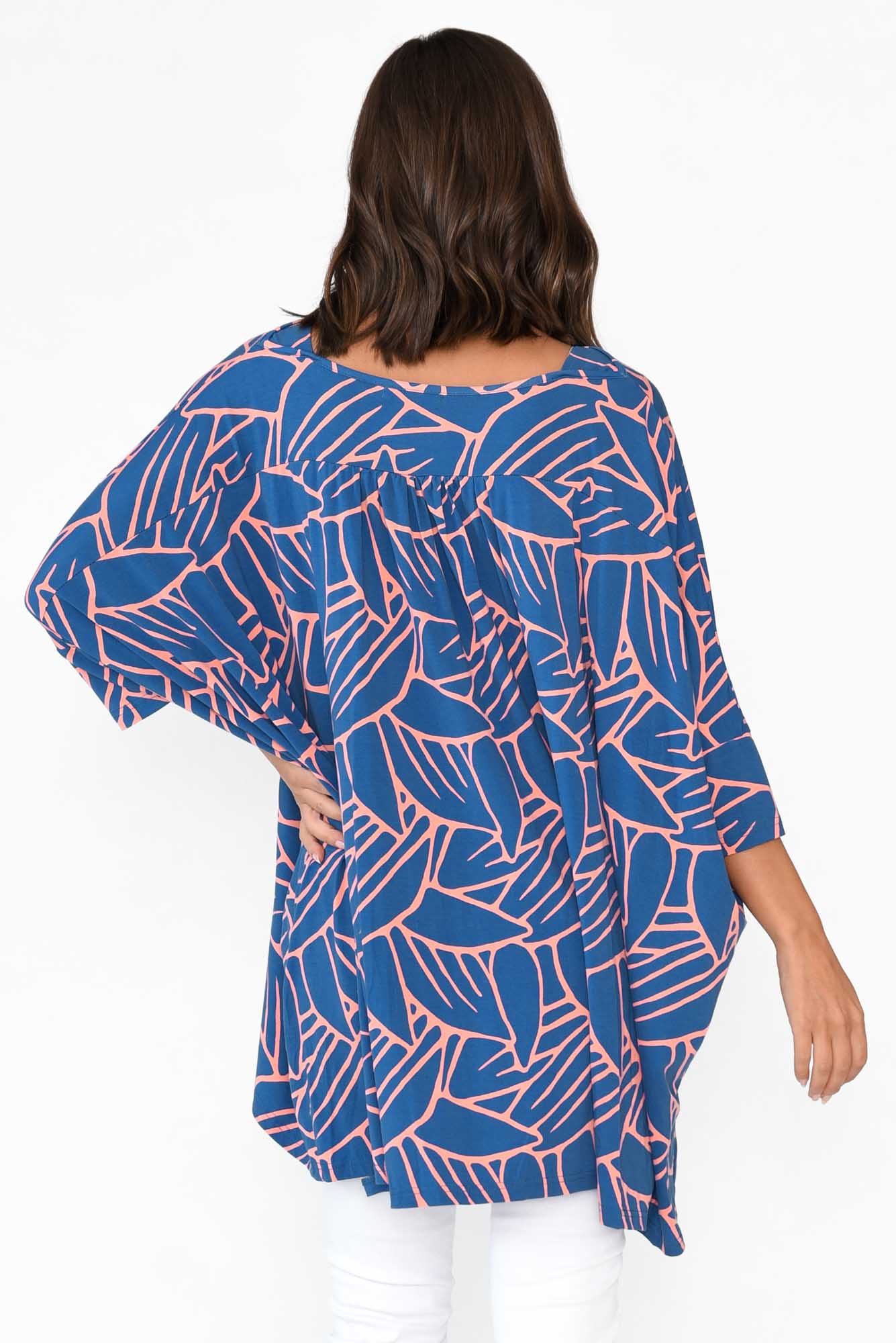 Simplicity Blue Leaf Bamboo Drape Top