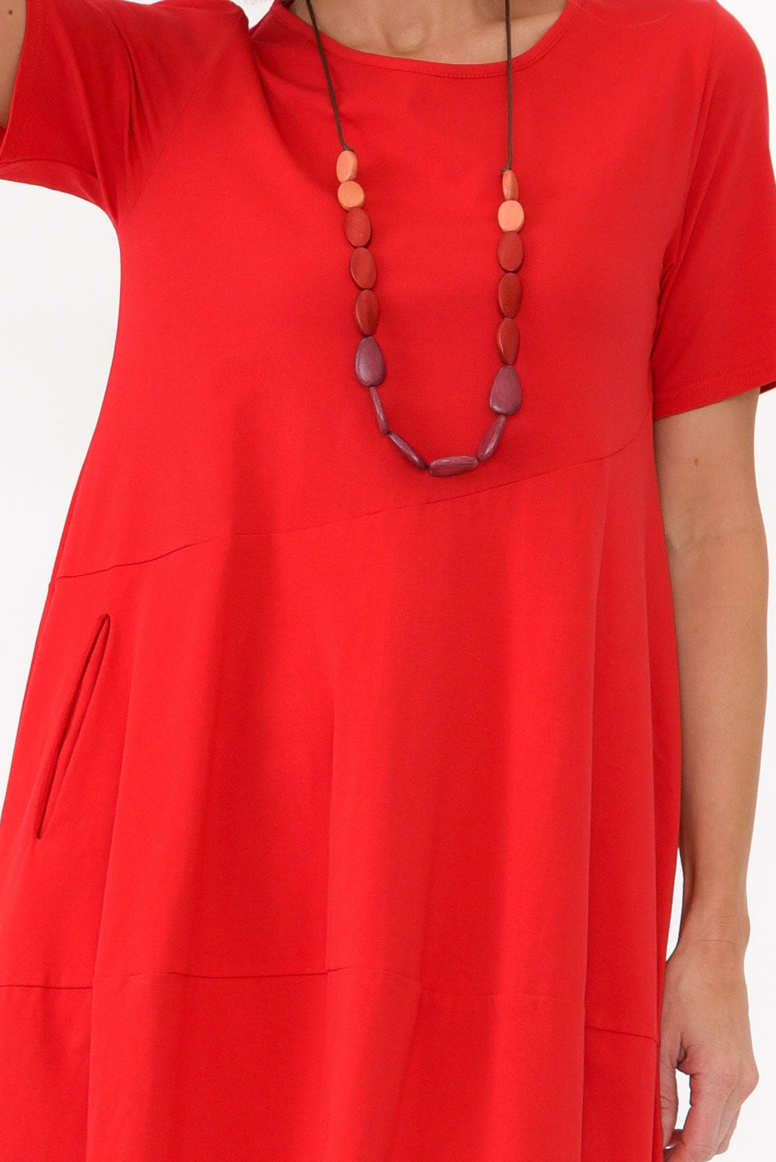 Morgan Red Diagonal Seam Dress