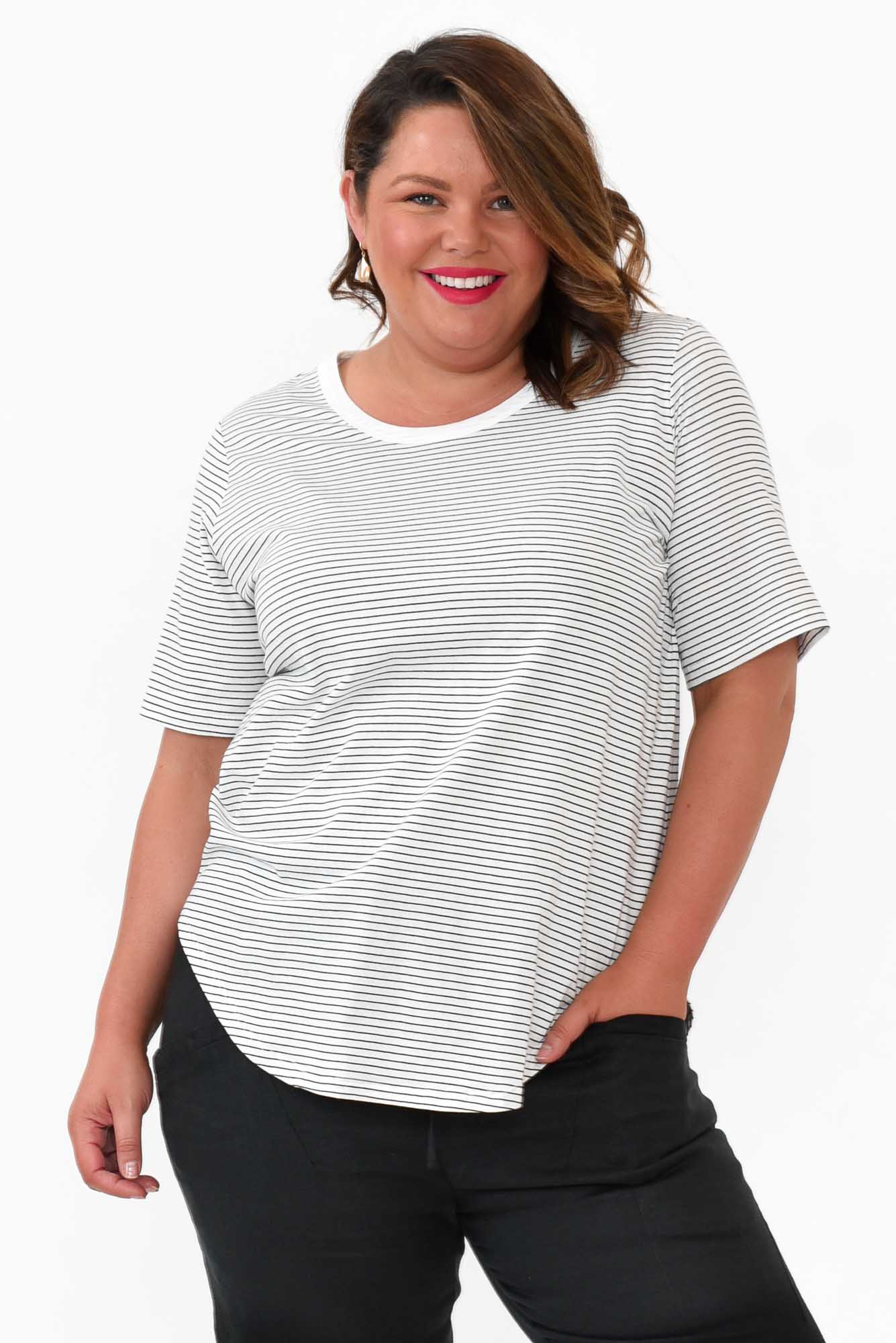 Ariana Black Stripe Cotton Tee
