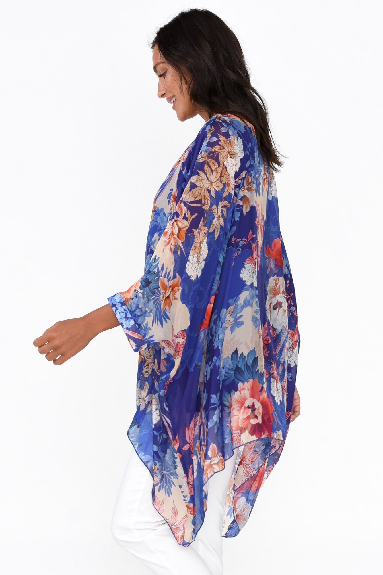 Wisteria Cobalt Floral Silk Layer Top