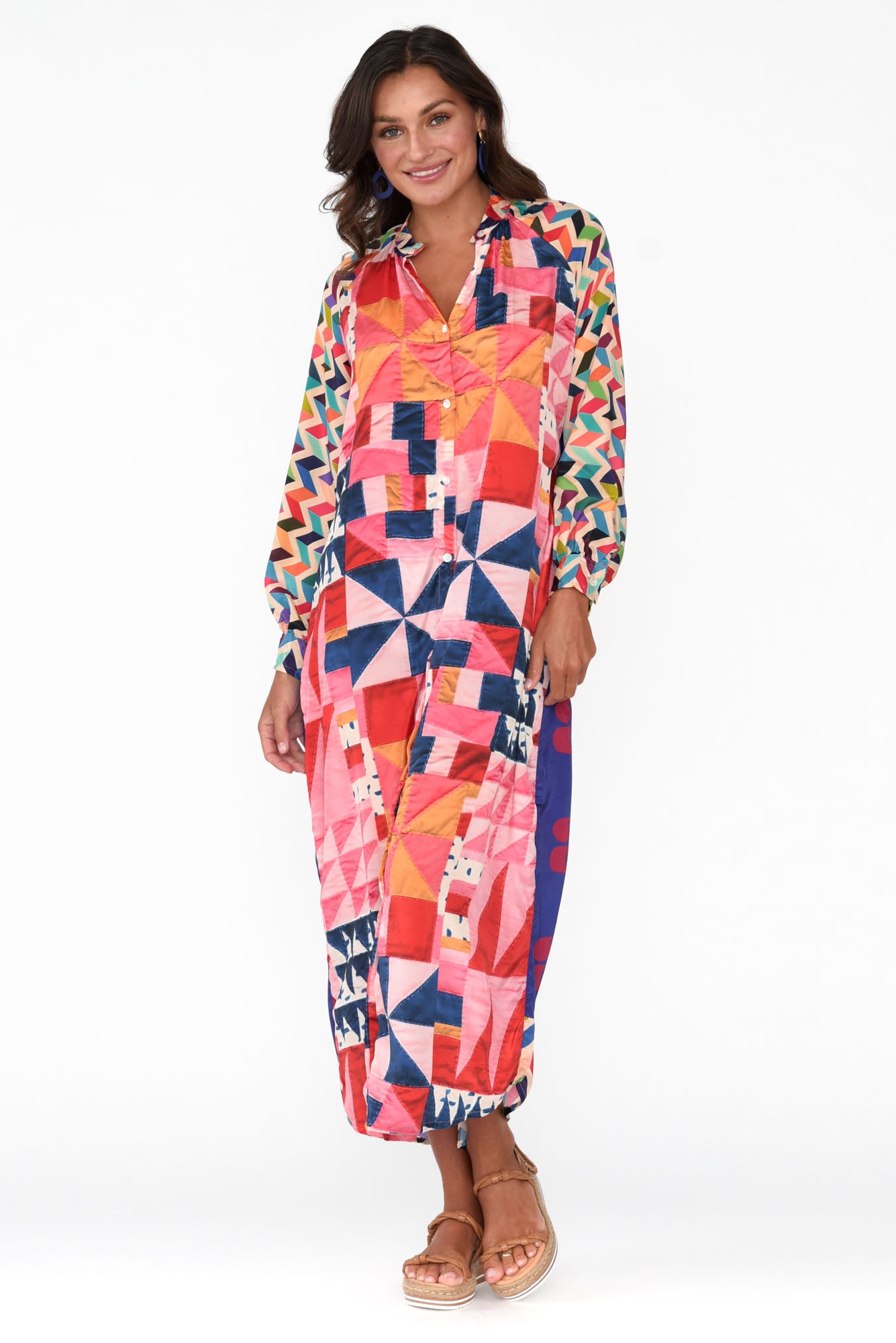 Maeva Pink Geo Shirt Dress