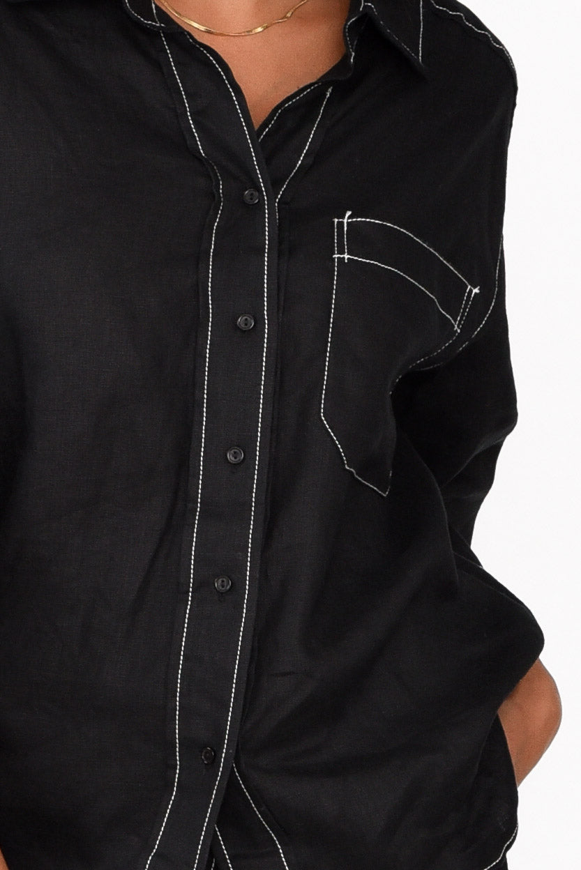 Armida Black Linen Shirt