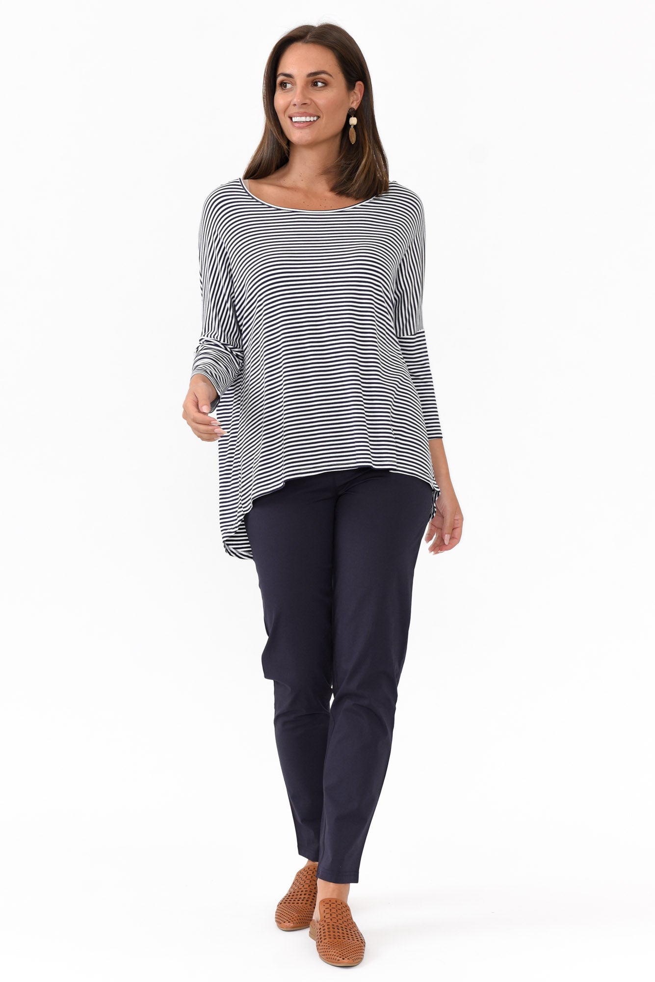 Devon Navy Cotton Stretch Pant