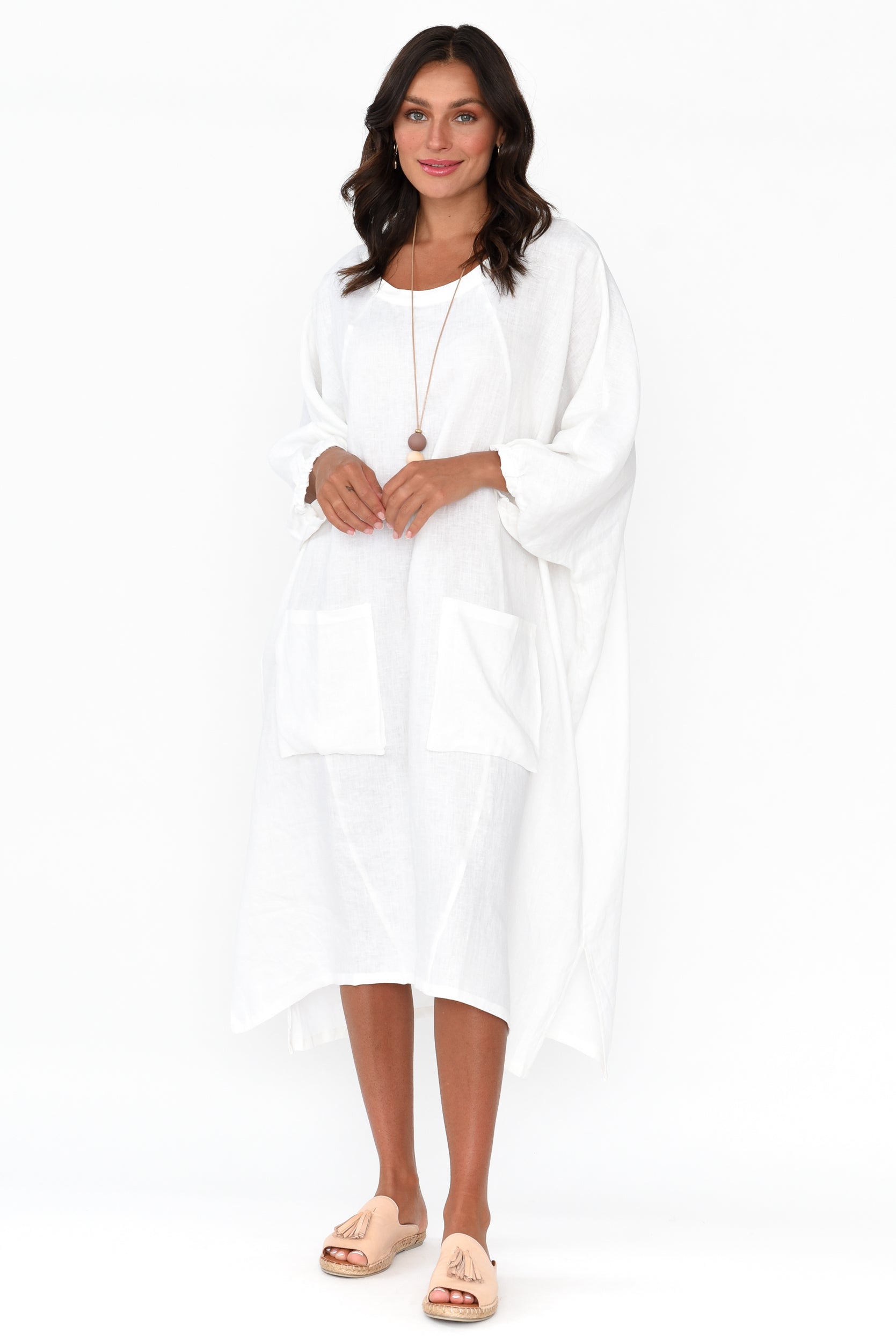 Bradshaw White Linen Pocket Dress