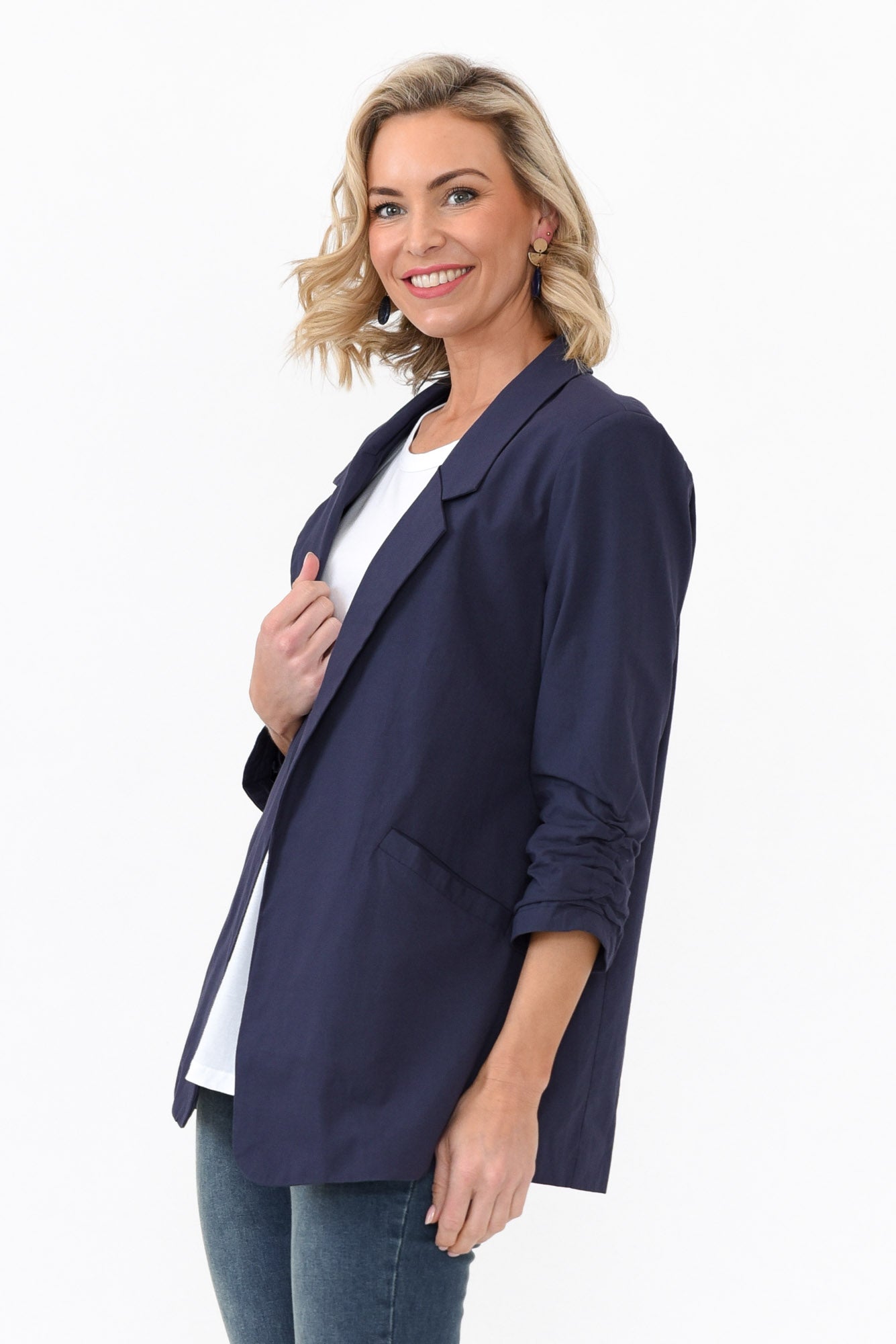 Figaro Navy Cotton Blazer
