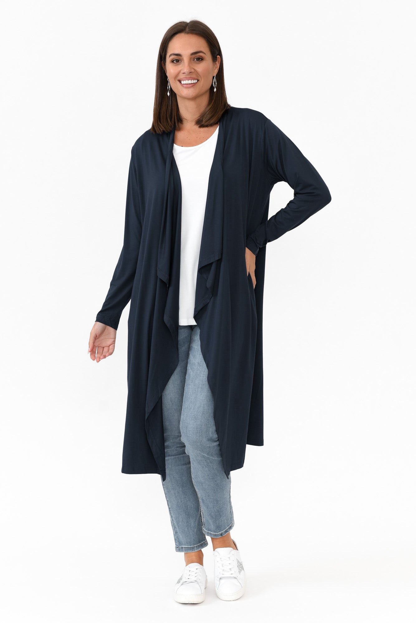 Leanna Navy Bamboo Waterfall Cardigan