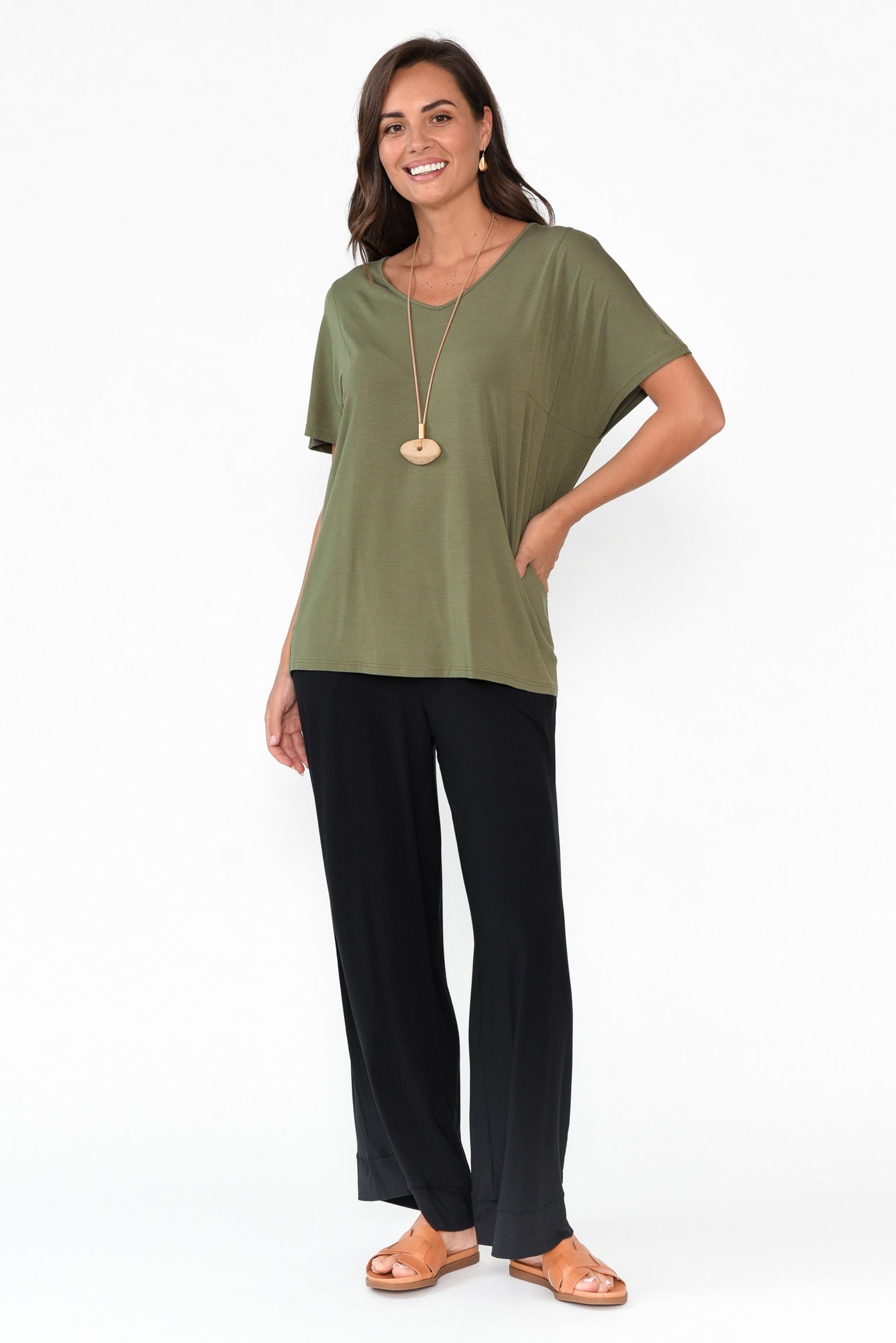 Lola Black Micro Modal Wide Leg Pant