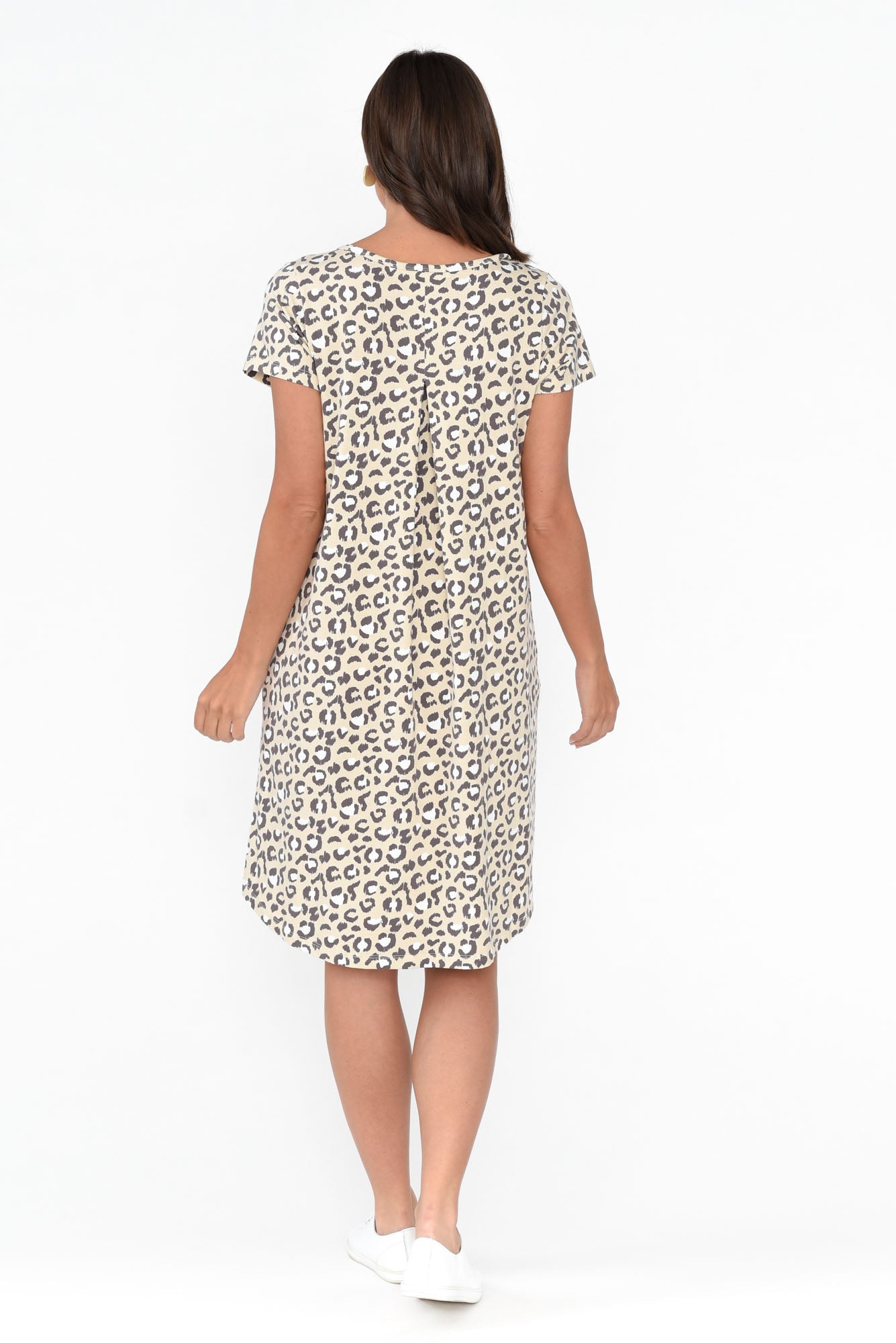 Mandy Brown Leopard Cotton Tee Dress