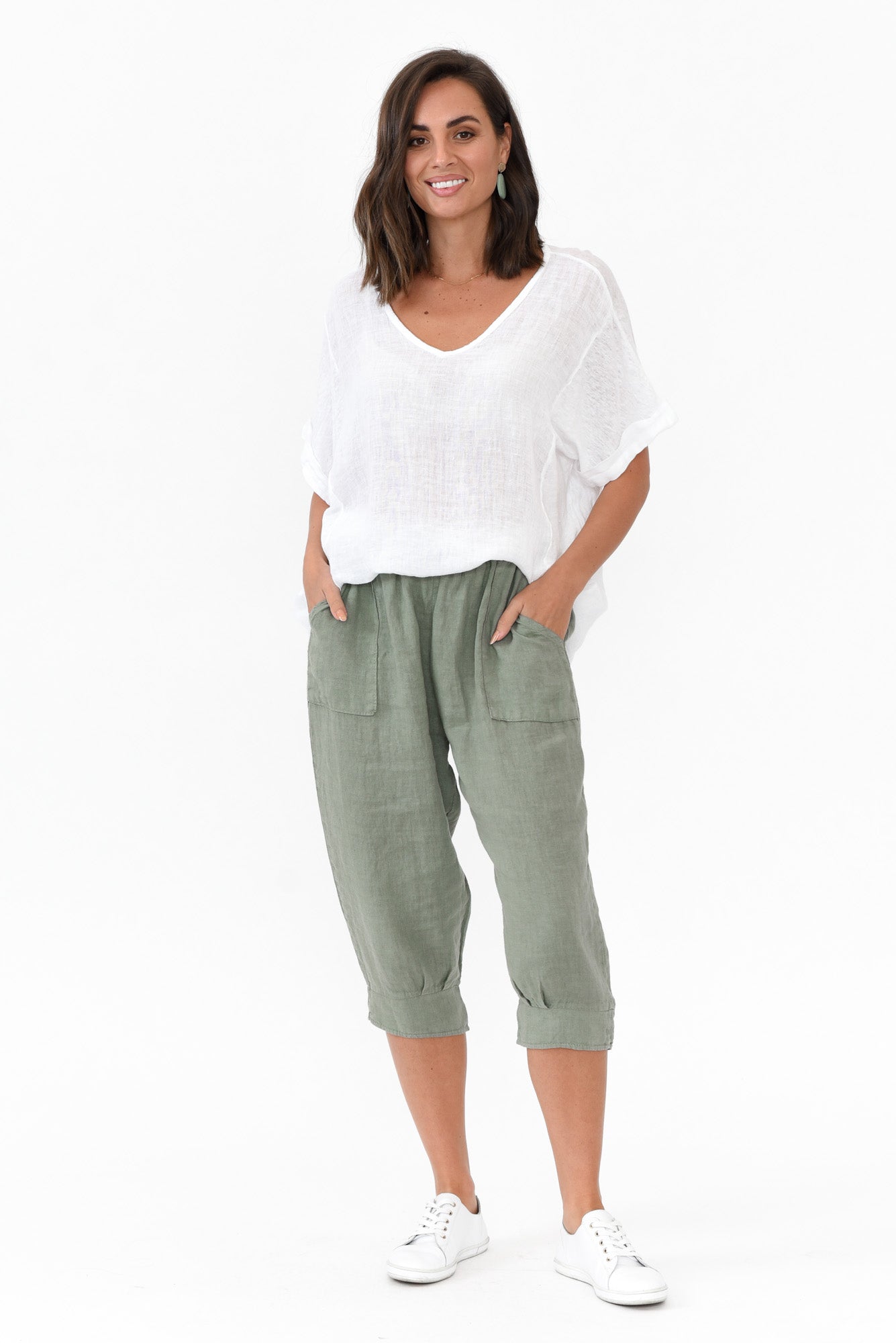 Carmichael Khaki Linen Capri Pant