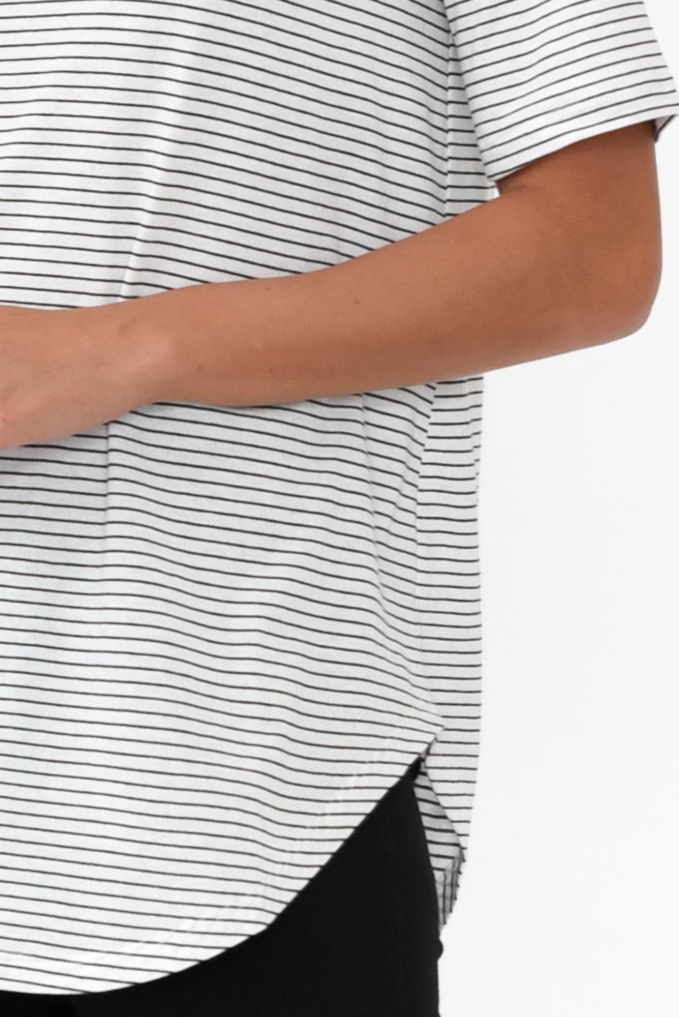 Ariana Black Stripe Cotton Tee