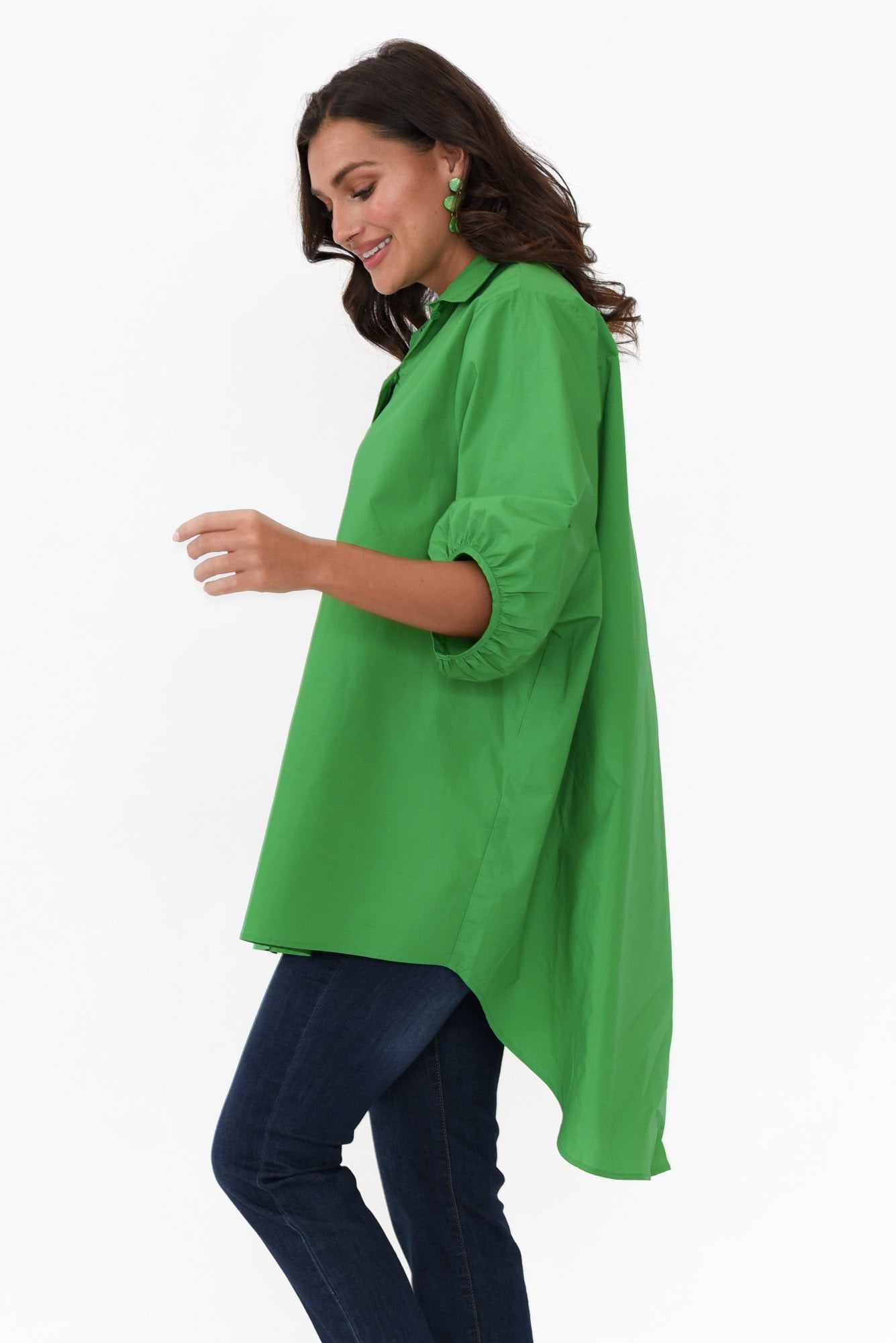 Sadie Green Cotton Tunic Top