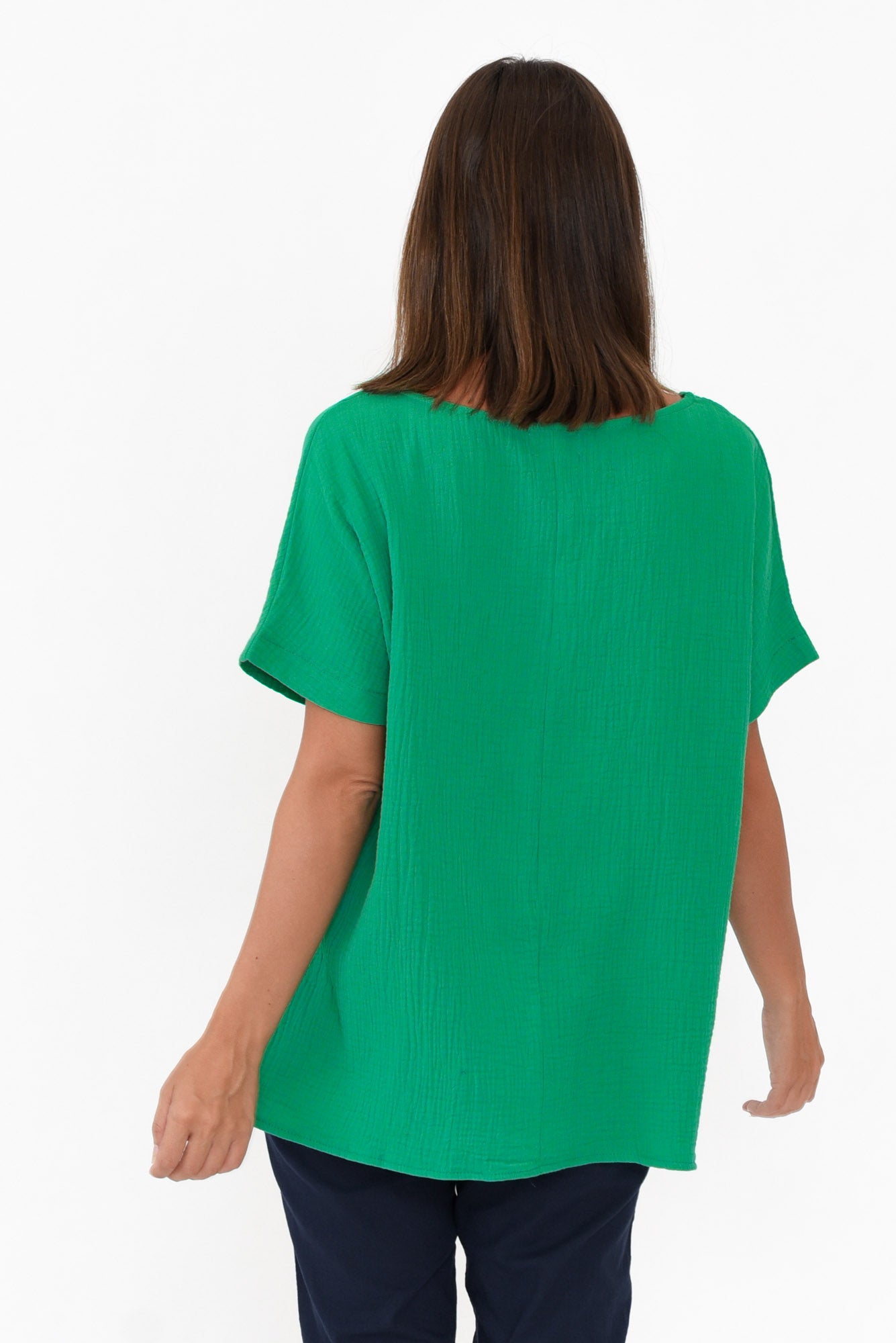 Ferrera Green Crinkle Cotton Top