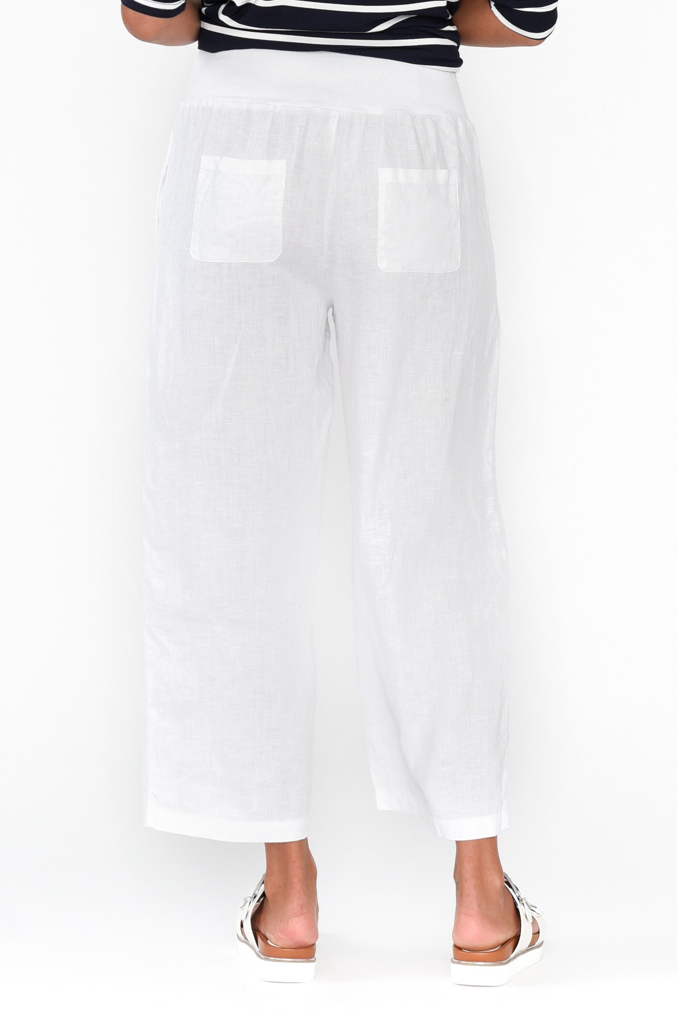 Griffin White Linen Wide Leg Pant