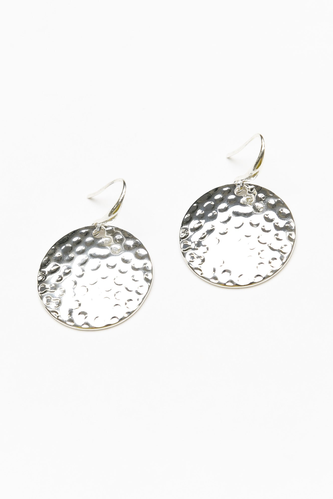Larson Silver Beaten Disc Earring
