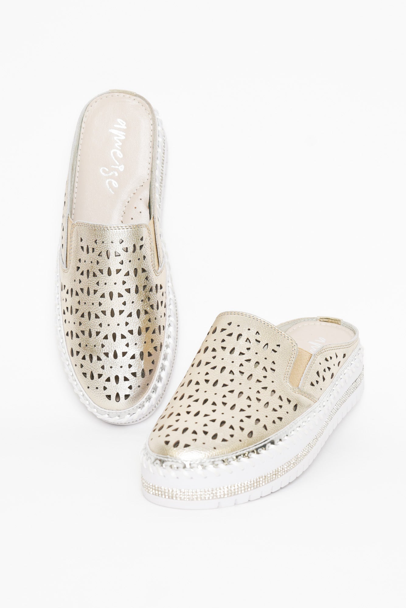 Blessed Gold Leather Mule Sneaker