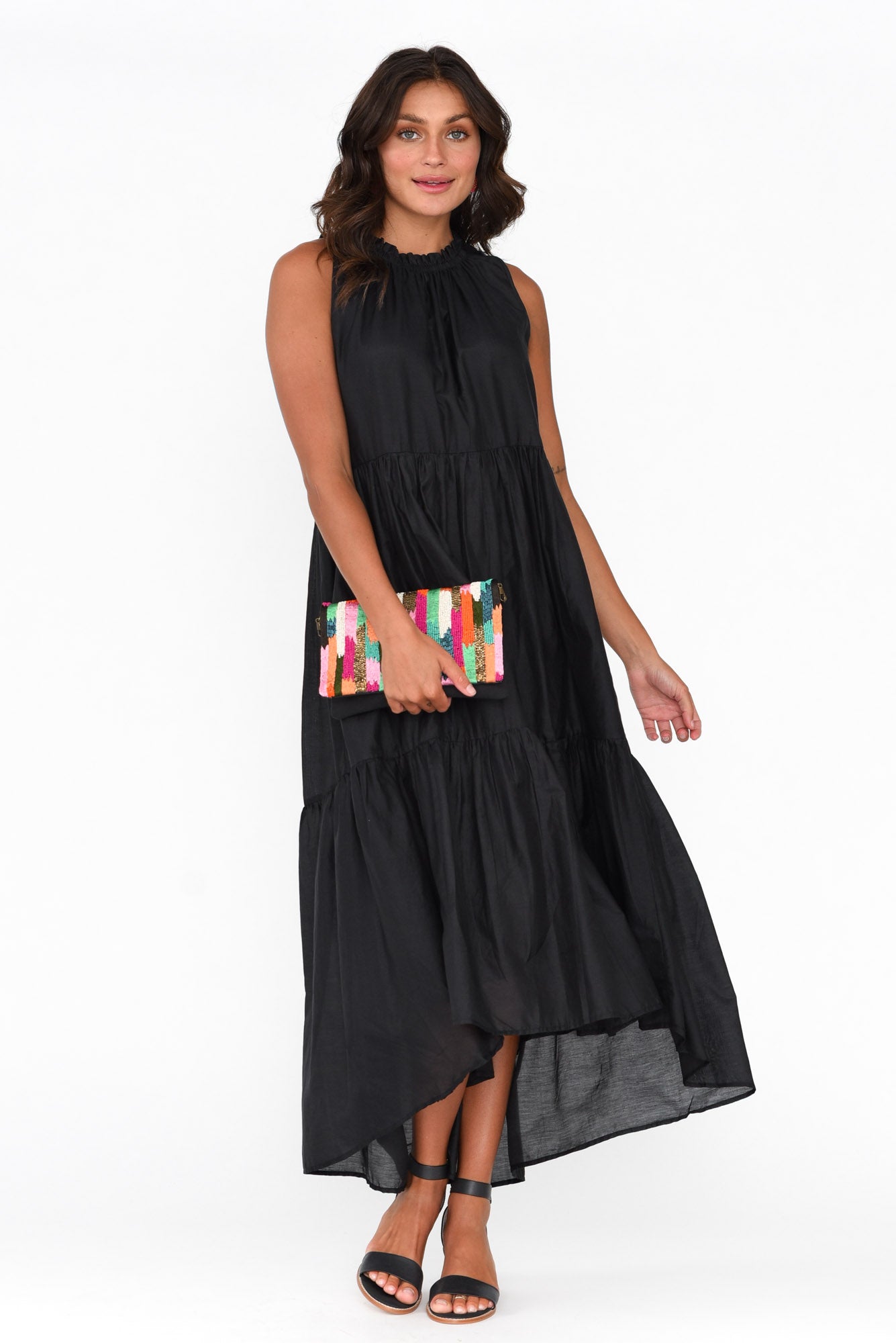 Melda Black Silk Cotton Dress