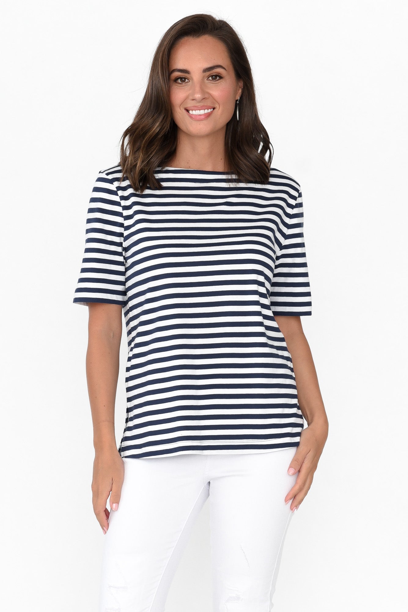 Rosalie Navy Stripe Cotton Tee