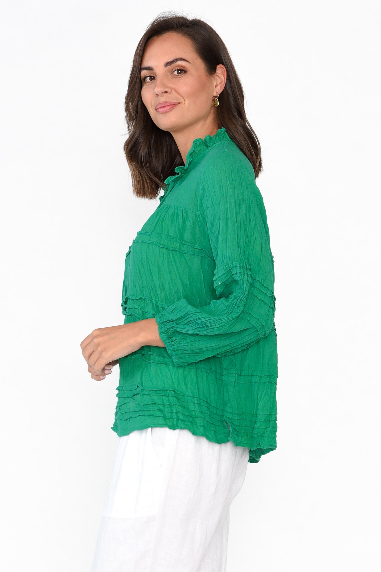 Palmer Green Cotton Long Sleeve Top