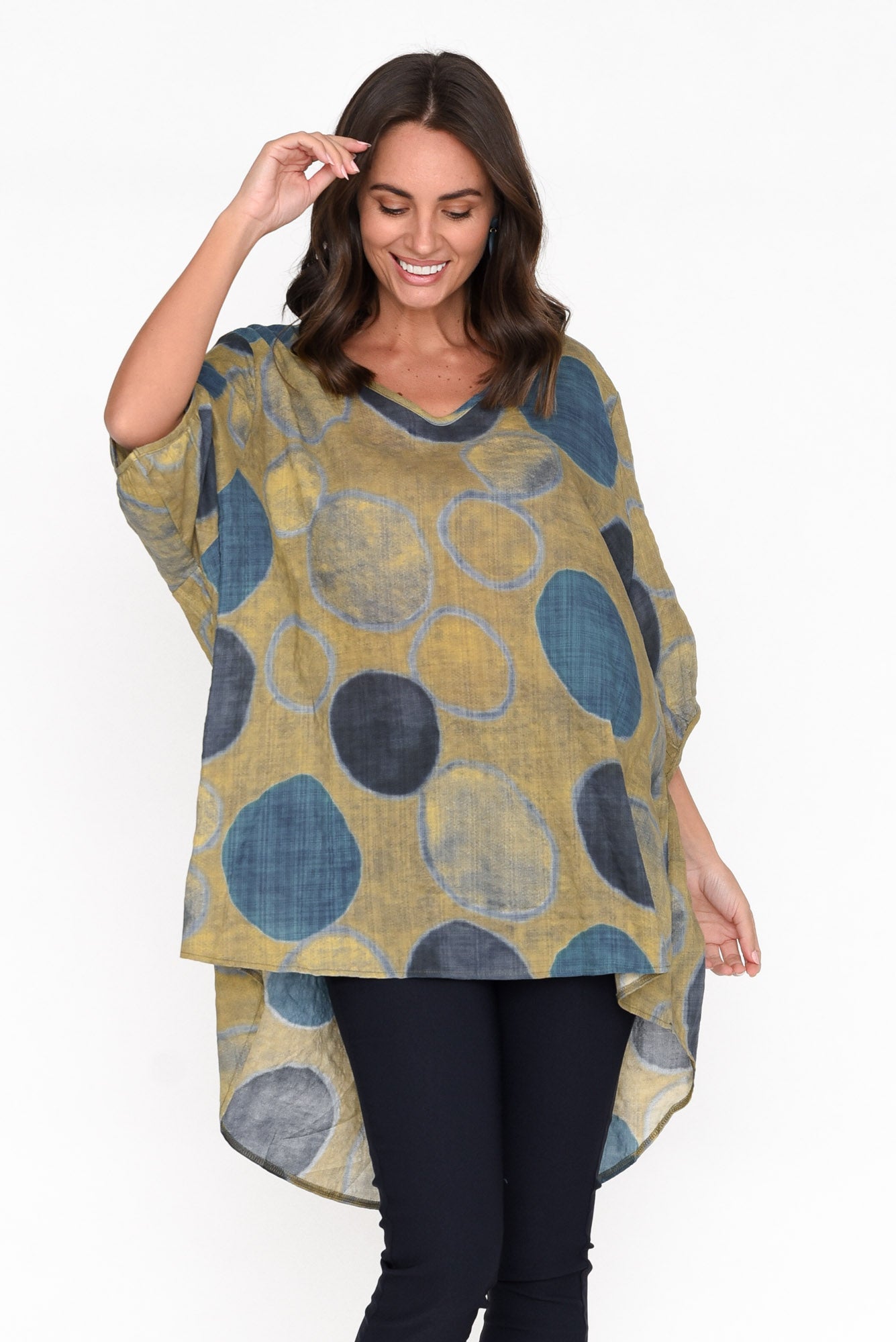 Abra Blue Spot Oversized Top