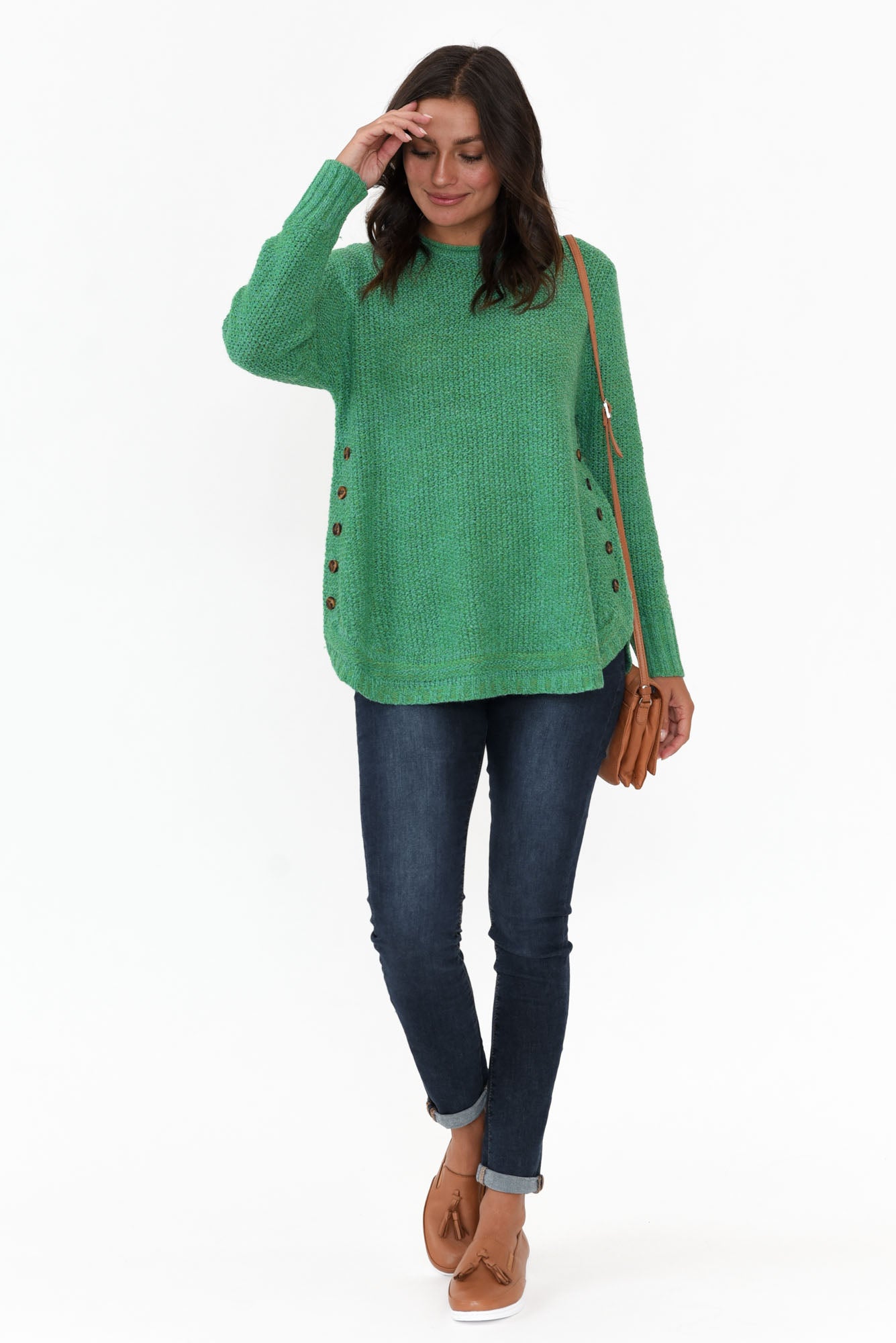 Lucas Green Knit Button Jumper