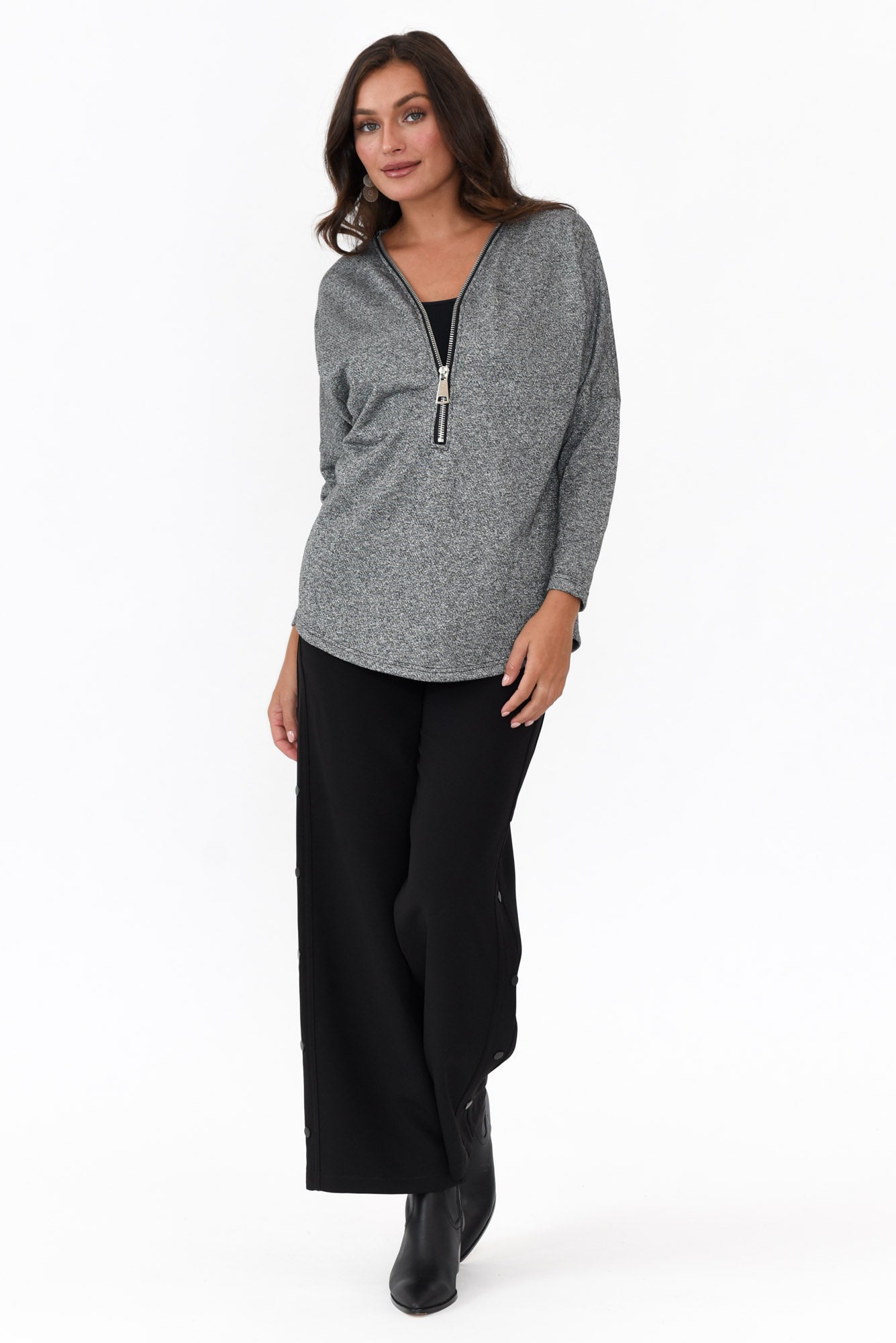 Bentley Grey Cotton Zip Top