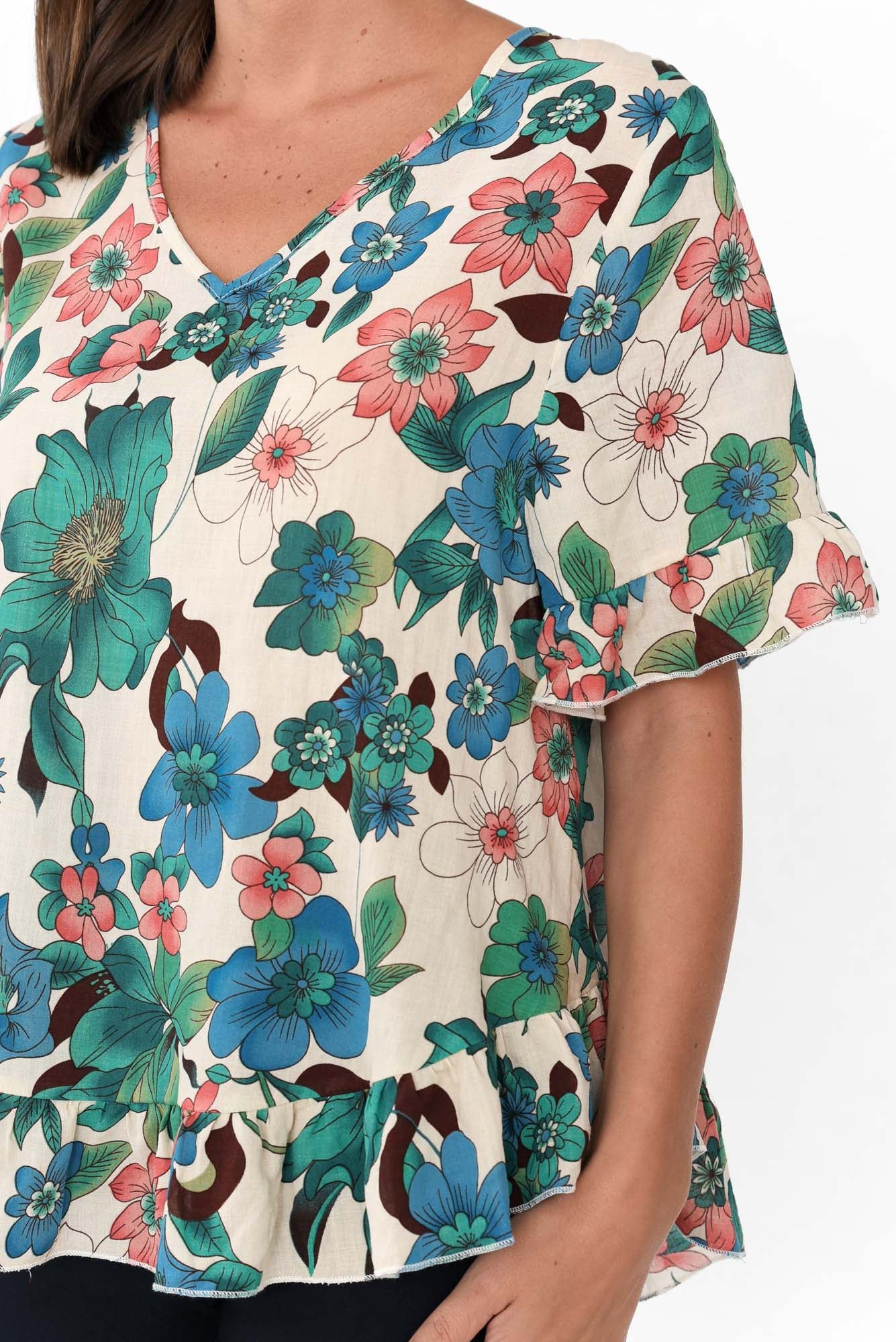 Jenelle Green Floral Frill Top