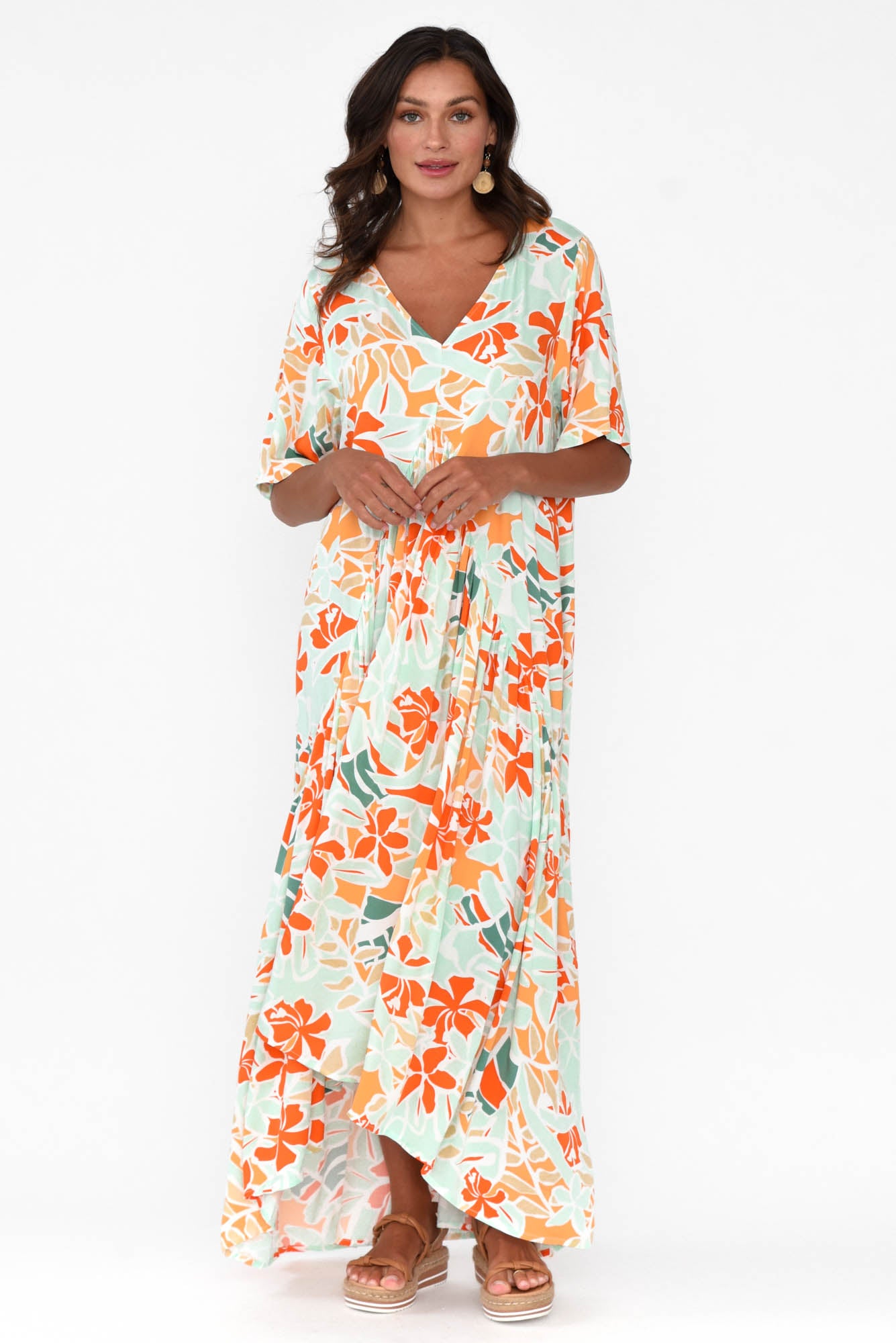 Orange Garden Peak Maxi Dress
