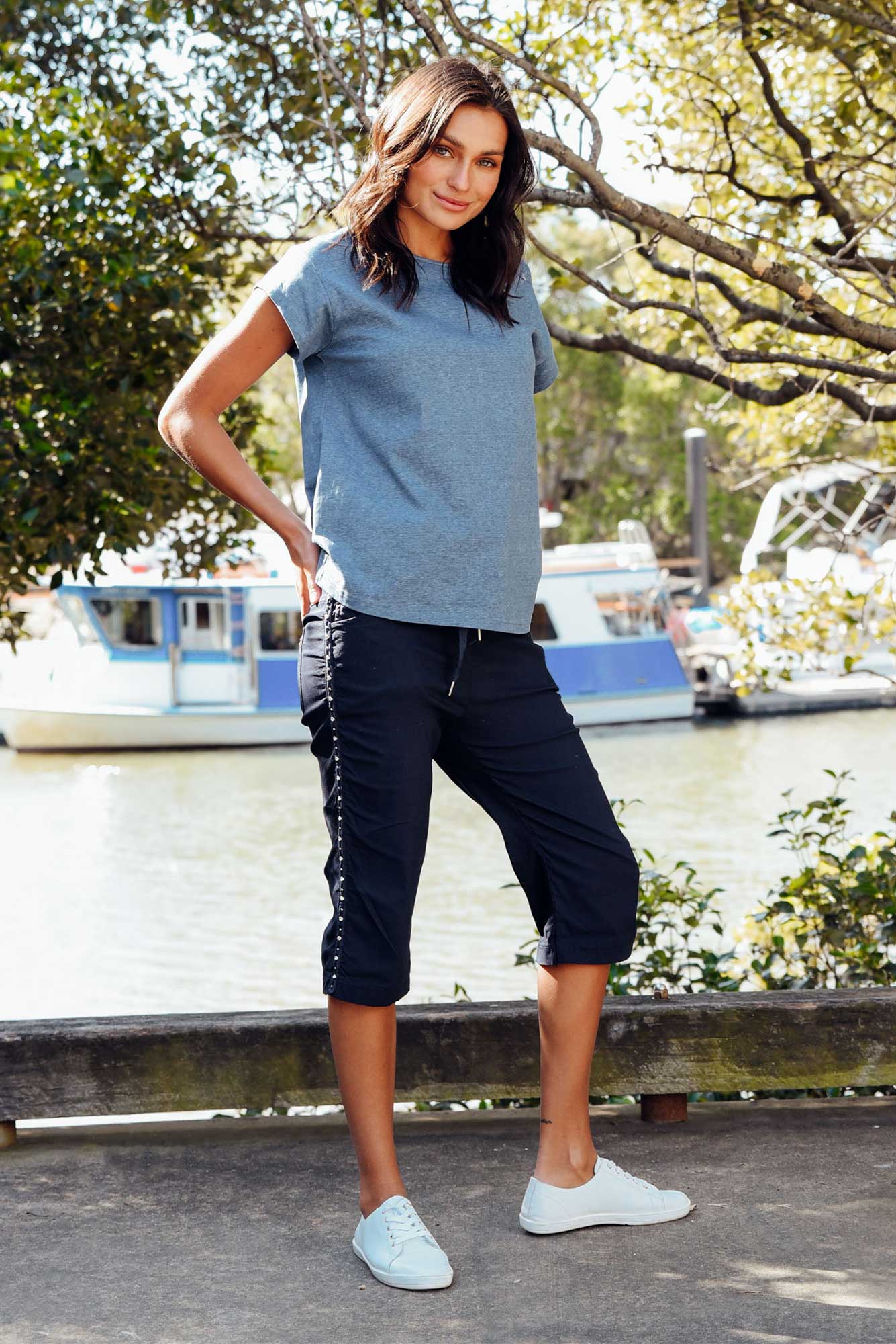 Rhonda Navy Embellished Shorts