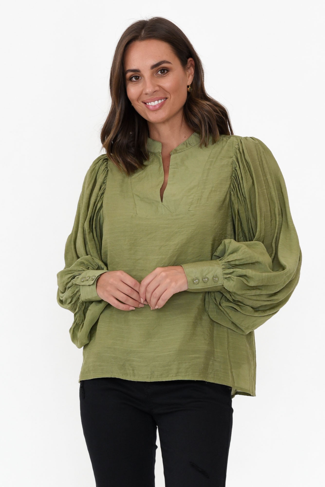 Kane Khaki Cotton Blend Top