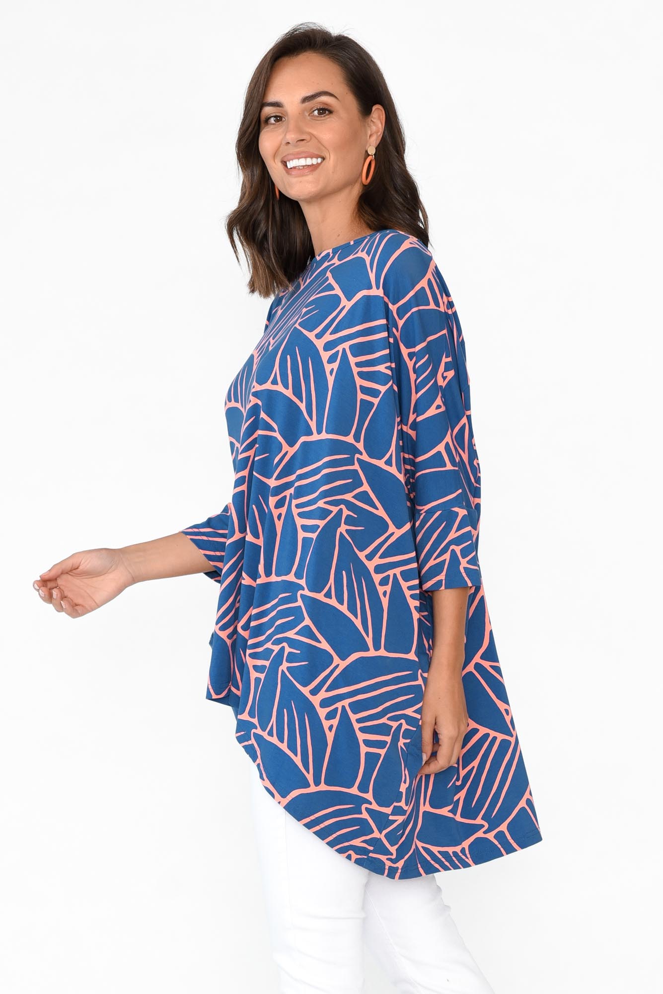 Simplicity Blue Leaf Bamboo Drape Top