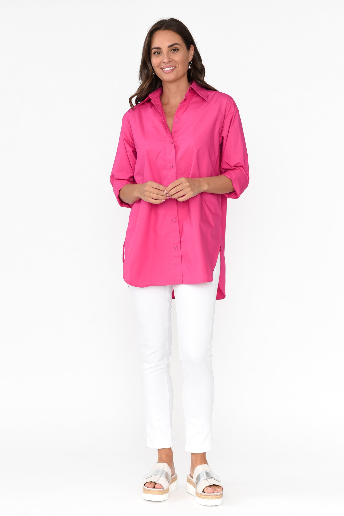 Verdel Hot Pink Cotton Shirt