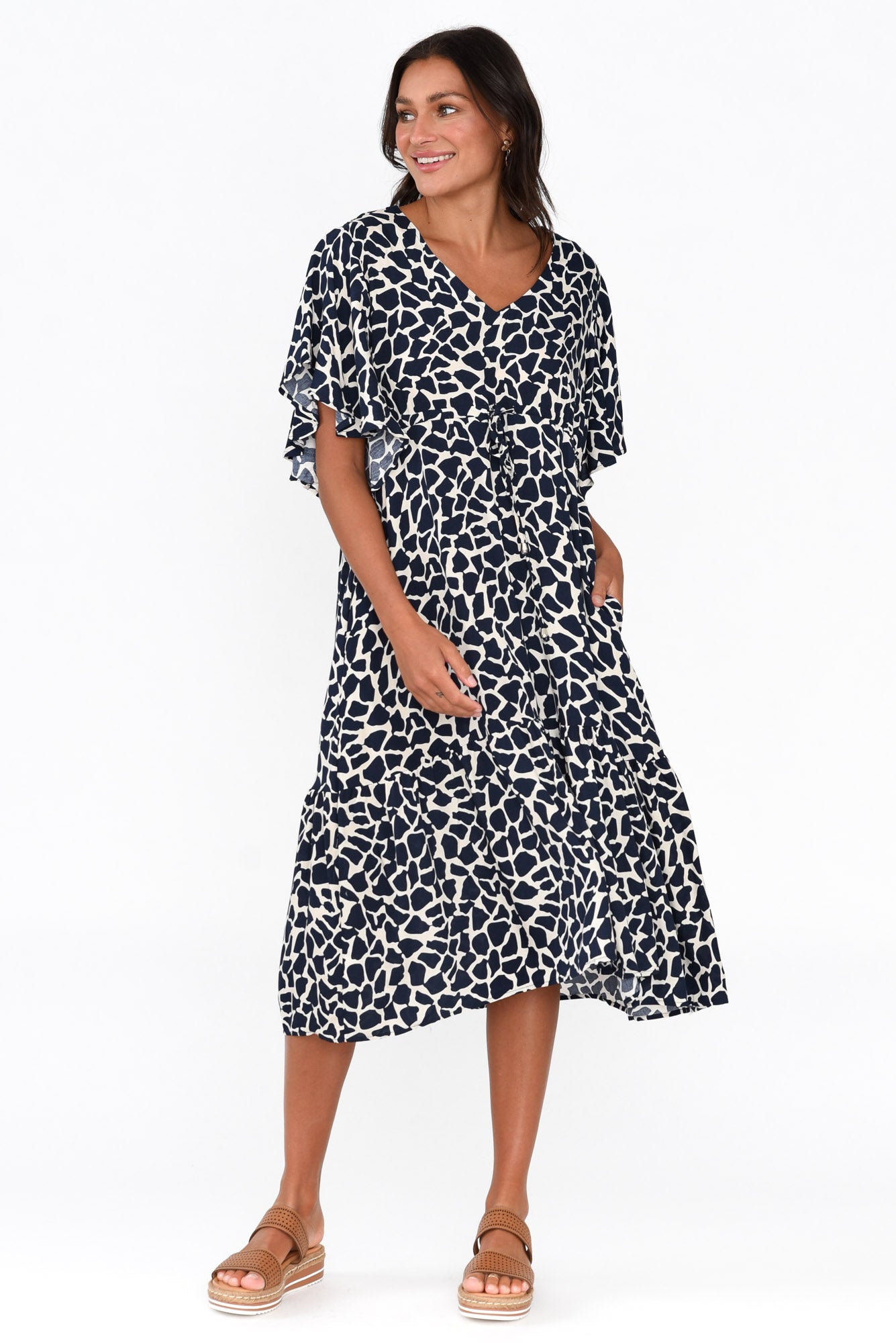 Marianna Navy Abstract Pocket Dress