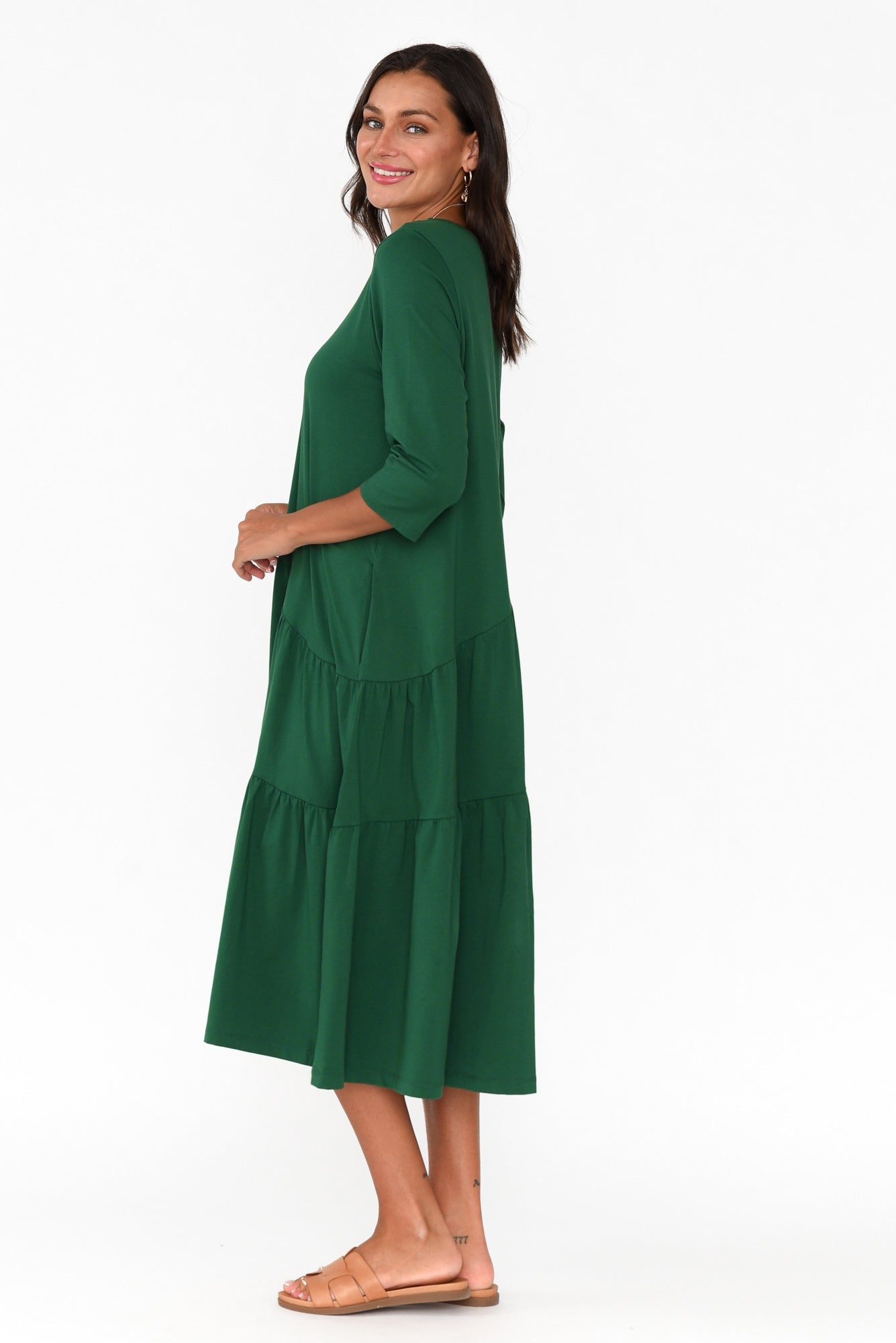 Masie Emerald Diagonal Gathered Dress