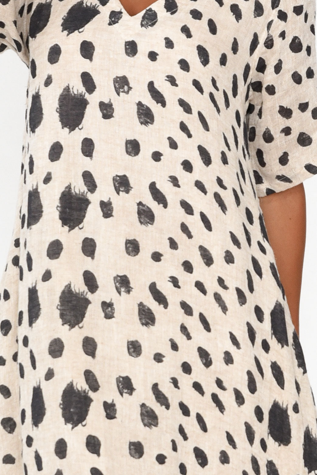 Santana Black Spot Linen Dress
