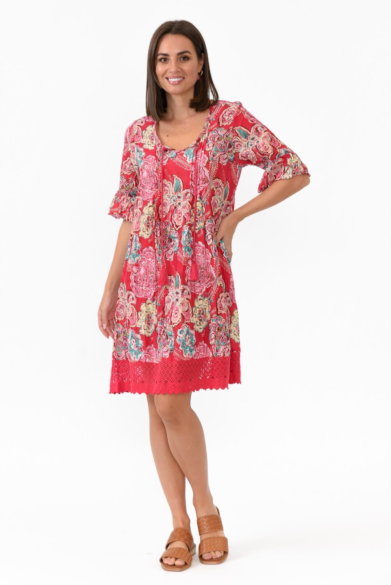 Cayman Coral Paisley Cotton Tunic Dress