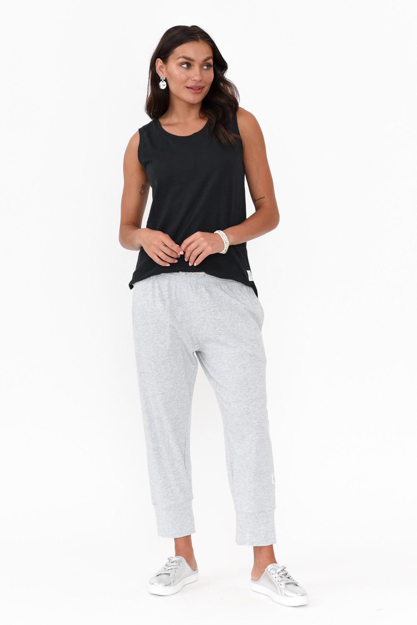 Black Cotton Scoop Tank