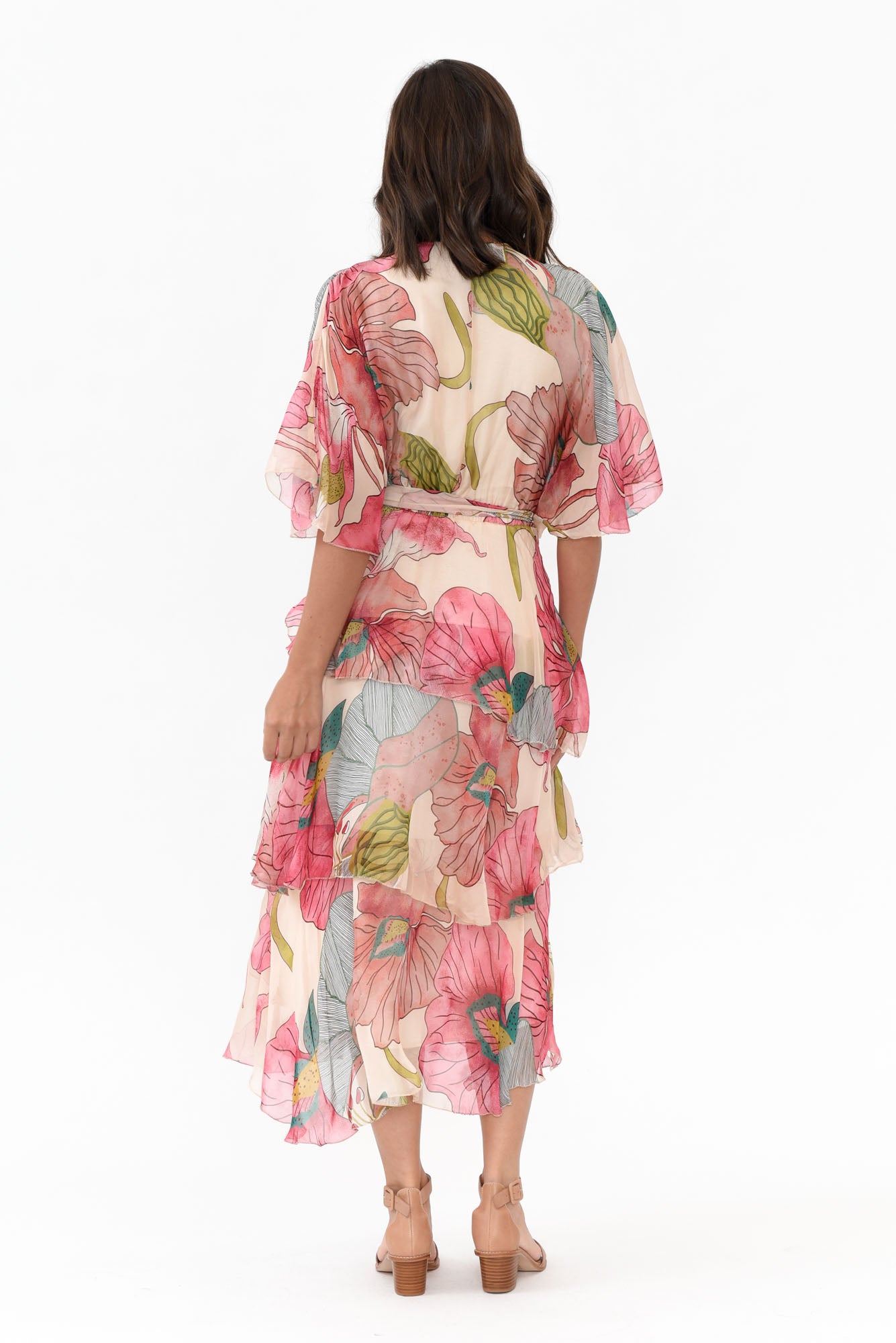 Natalie Pink Flower Silk Layer Dress
