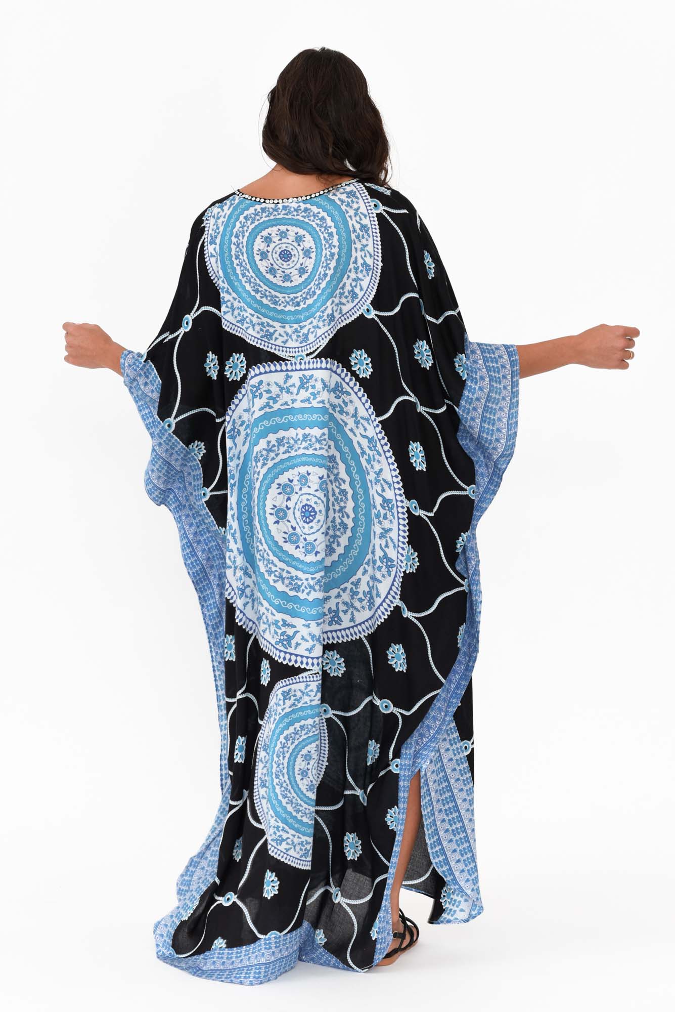 Aqua Sequin Maxi Kaftan