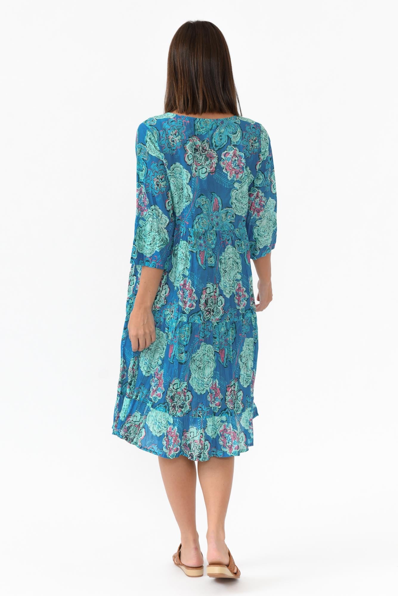Layla Cobalt Paisley Crinkle Cotton Dress