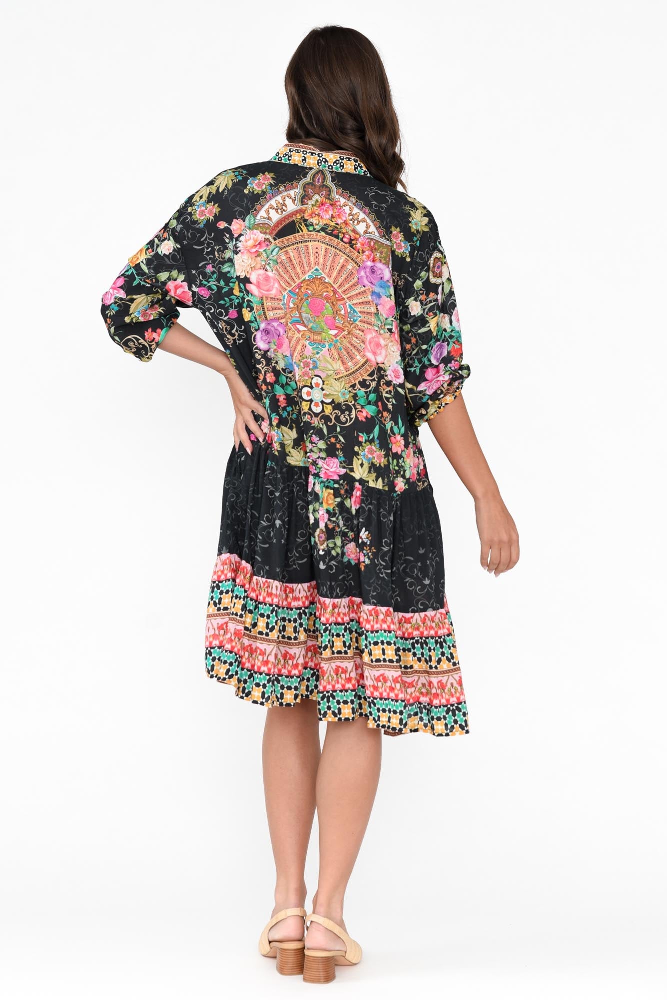 Paris Black Roses Shirt Dress