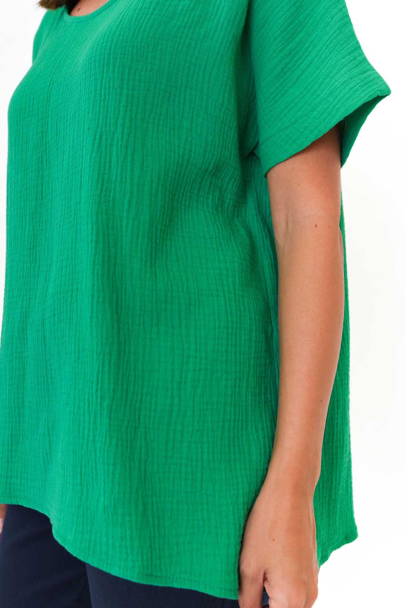 Ferrera Green Crinkle Cotton Top