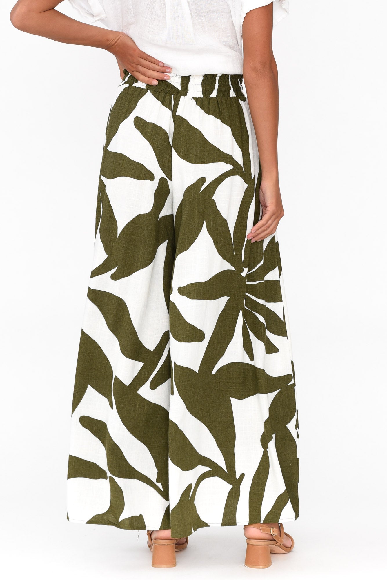 Marit Green Leaf Wide Leg Pant