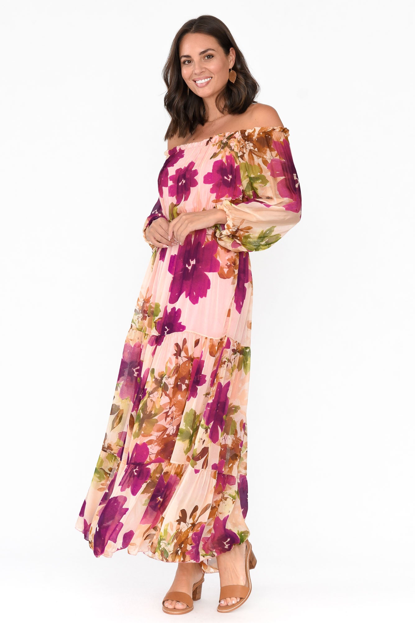 Giardino Pink Floral Silk Dress