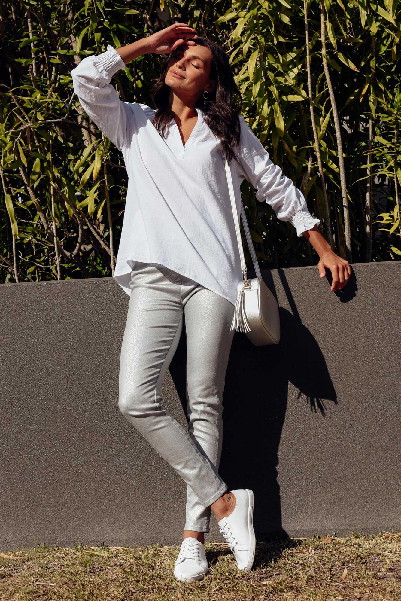 Bonita Silver Animal Foil Stretch Pant
