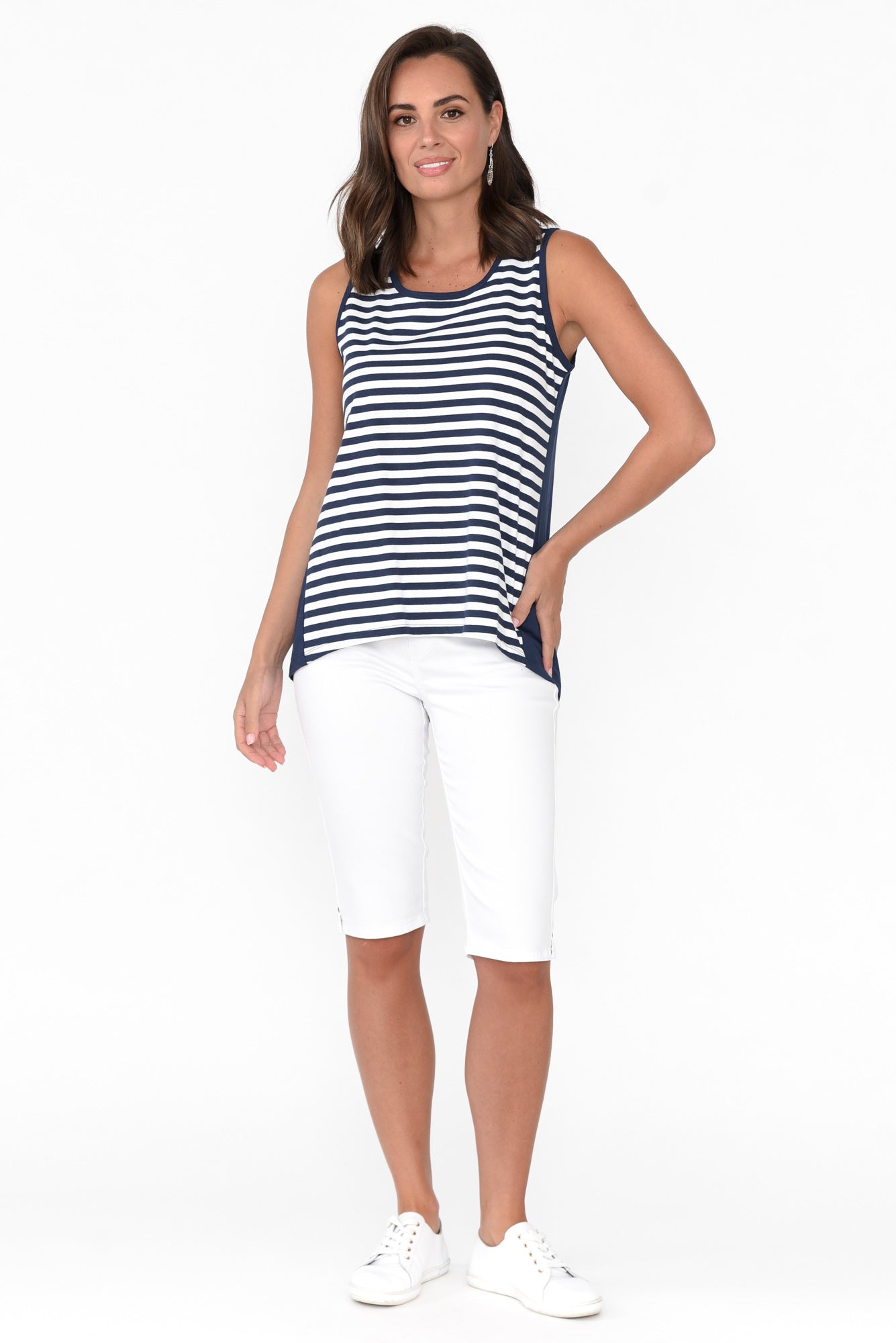 Josie Navy Stripe Cotton Tank