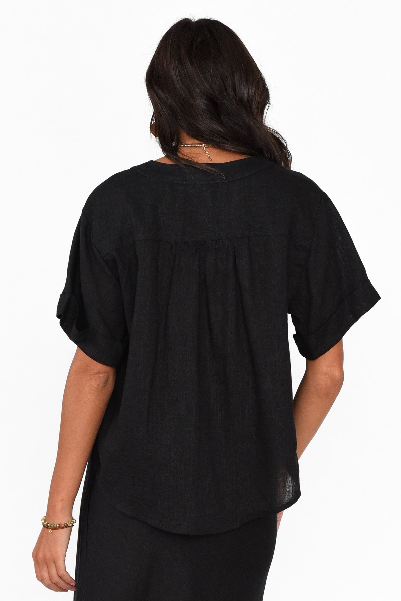 Angelia Black V Neck Top