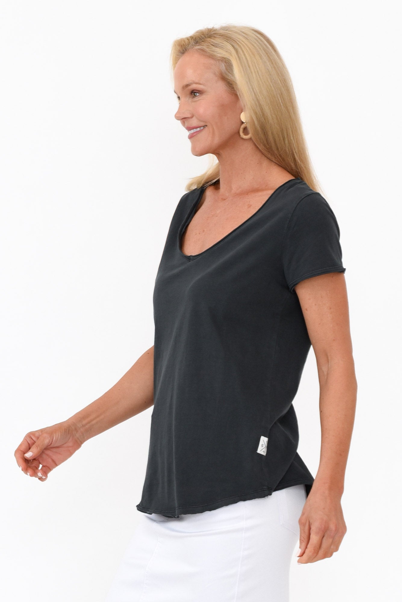 Black Cotton Fundamental Vee Tee