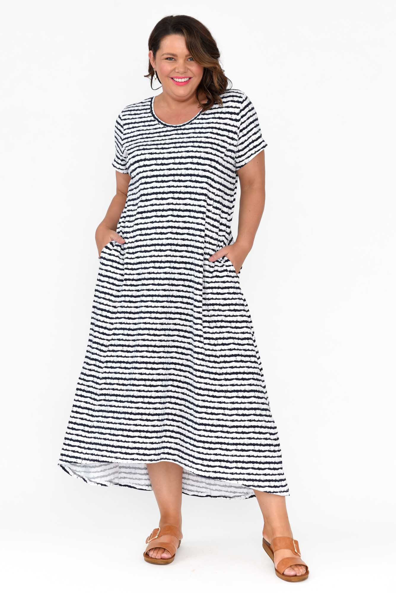 Patrick Navy Stripe Cotton Pocket Dress