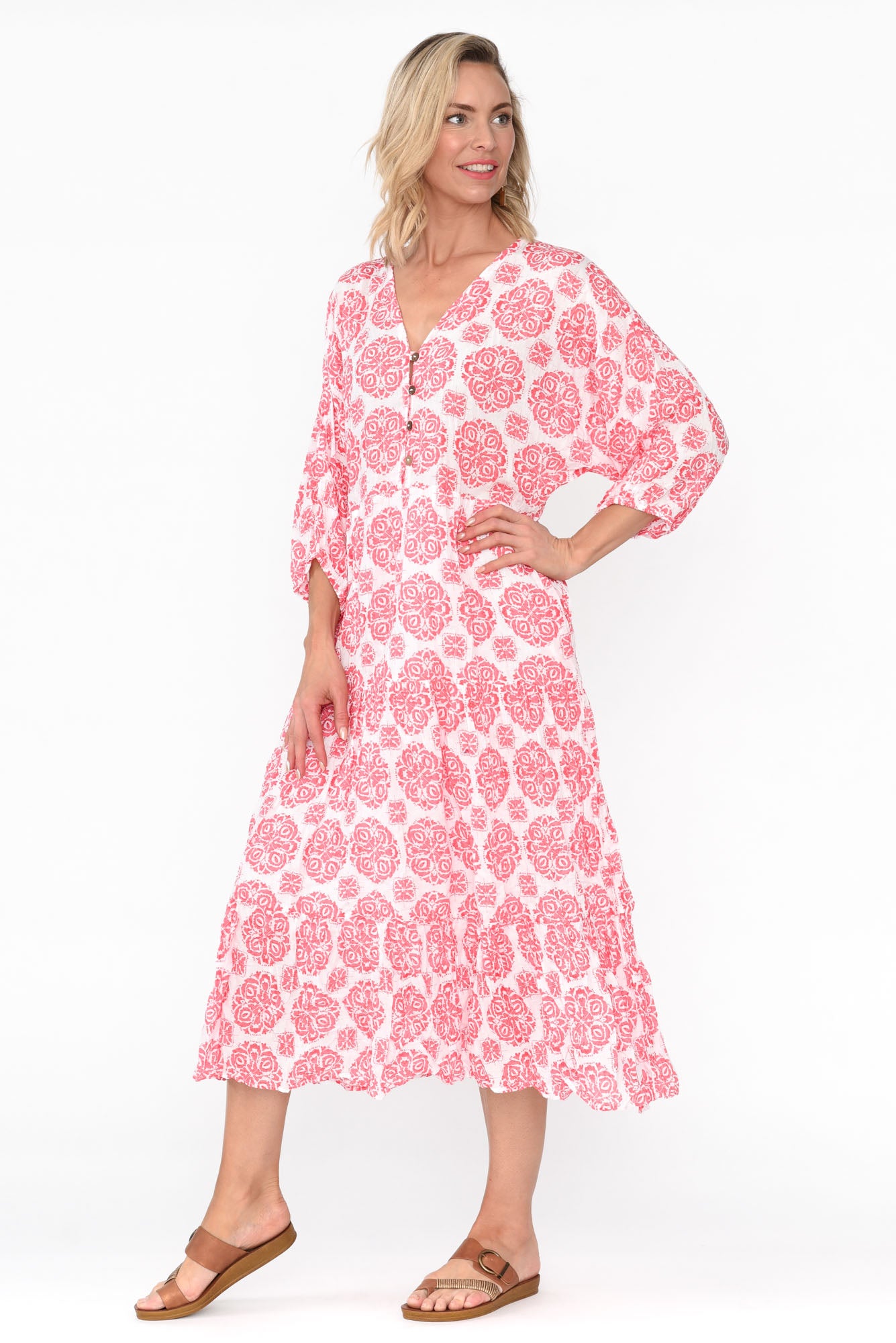 Weston Red Fiesta Cotton Midi Dress
